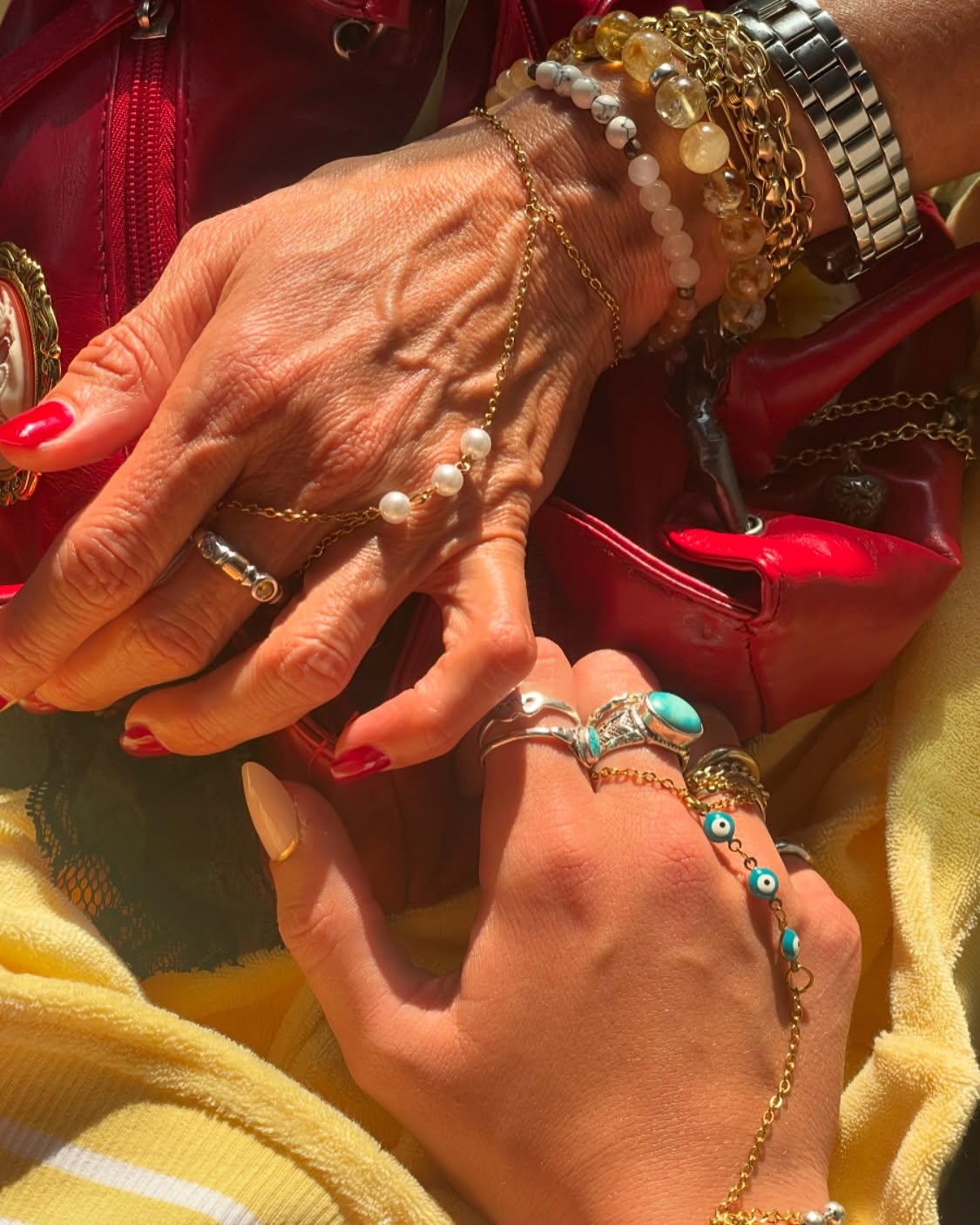 hand chains are my favourite new trend 🍋 wanna match? come to the arc tomorrow from 1-4 🍎