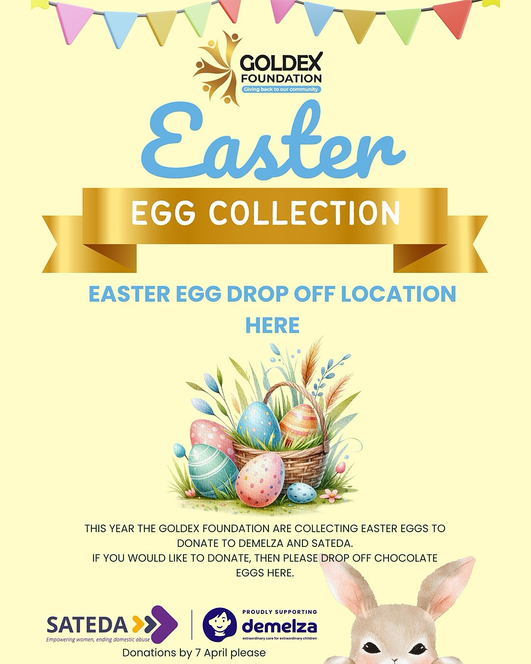 ๐ฃโจ Spread Some Easter Joy! โจ๐ฃ
Weโre collecting Easter eggs to bring smiles to children and families in need! ๐ฅ๐ซ Donate at any of the listed locations, including Costa, Glo, and Goldex Sales & Lettings. Your kindness will support @demelzacharity and @satedacharity , making Easter a little sweeter for those who need it most! ๐๐ธ
๐ Drop-off locations across Kent & Medway
๐
Donations by 7 April
Tag a friend to join the cause! Letโs make a difference together! ๐๐ฐ #EasterEggDonation #GiveBack #CommunityLove