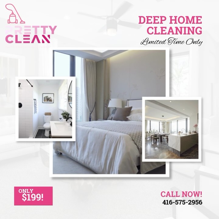 🚨 LAST CHANCE to grab our Full House Deep Clean for only $199! 🚨
This limited-time offer is almost gone! Don’t wait—book your cleaning today and get your entire home looking fresh and spotless. ✨
🔹 What’s included:
✅ Full house deep clean (up to 3 bedrooms, 2 bathrooms, kitchen, living room & more)
✅ Healthy, fresh home environment
✅ Professional and friendly cleaning team
🏡 Have more rooms? No problem! We’ll provide a custom quote based on the size of your home.
🕒 Spots are filling fast—book now!
🔹 Call to Book Now & Let’s Get Your Home Sparkling Clean!
#PrettyCleanToronto #FullHouseClean #DeepClean #LastChance #LimitedTimeOffer #TorontoCleaning #mississaugacleaning #bramptoncleaning #etobicokecleaning