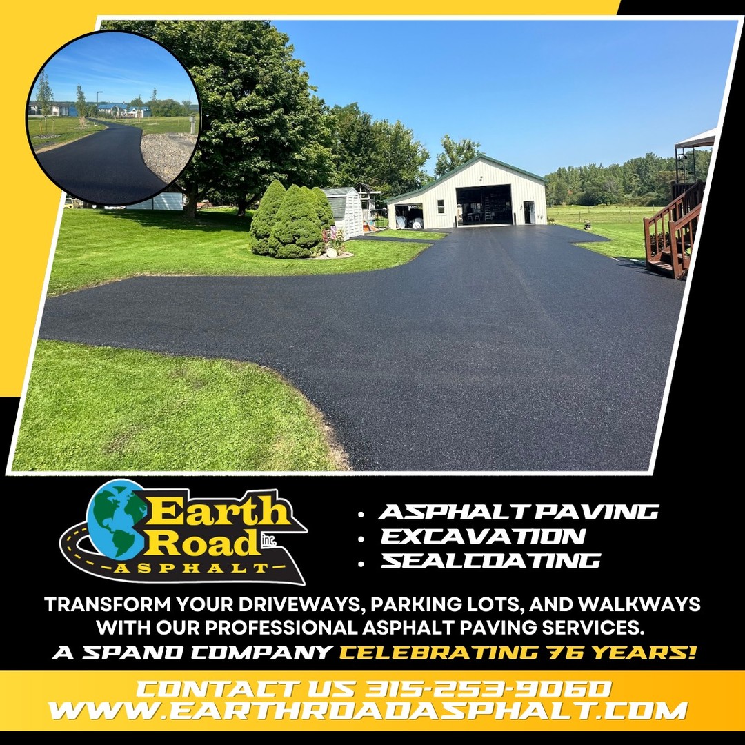 -> TRANSFORM YOUR DRIVEWAYS AND MORE WITH OUR PROFESSIONAL ASPHALT PAVING SERVICES
Is your driveway looking worn out? Let Earth Road Inc. Asphalt revitalize your property with our professional asphalt paving services. Our skilled team delivers impeccable paving that not only boosts curb appeal but also enhances the functionality of your space. From smooth driveways to robust parking areas, experience the transformation that comes with quality asphalt.
#DrivewayTransformation #ProfessionalPaving #CurbAppeal
CONTACT US FOR YOUR QUOTE TODAY!
315-253-9060
#AsphaltPavingCentralNY #Perfection
#Paving #Milling #Sealcoating #Striping
#AmericanAsphaltWorkers #AsphaltLife #KickingAsphalt!
#AsphaltPavingCentralNY
#madeinamerica🇺🇸 #CommercialPaving #residentialpaving
#blacktop #EarthRoadAsphalt
https://bit.ly/2PwFZoN
277 North St. Bldg. A Auburn, NY 13021