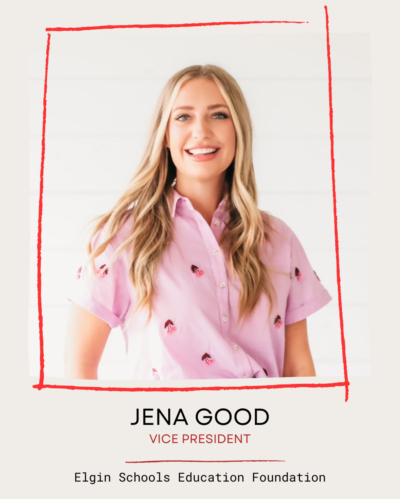 Welcome back to ESEF’s Meet the Board series! Each week, we will be introducing you to a member of the ESEF Board and telling you a little bit about each of them!
Today’s spotlight is our ESEF Board Vice President, Jena Good.
Jena is a 2008 graduate of Elgin Public Schools and now mother of a 6th grade Owl herself. Her experience as a student and parent has shaped her drive to support Elgin Public Schools through her work with ESEF.
When asked why she wanted to be involved with ESEF Jena said, “I have a great love of Elgin Schools and the community that supported me as a student. Now, that love has shifted as I am a mom of an Elgin student… it is a dream to be working to be one of those ‘adults’ that I admired so much. They came back to EPS and poured into us as students in their roles as teachers, parents and volunteers. I want to inspire the community and alumni to give back to the school system that gave so much to us”.
This year Jena is “focused on growing ESEF as much as possible and excited to share ESEF with the community and all fellow (Elgin) Owl Alumna. We may have flown the nest but it’s time to come together and give back”.
Outside of her work, Jena enjoys traveling with her son to as many sporting events as possible, chasing him around to his many activities, fostering her grocery related social media community, being active in her church and enjoying time with her family & friends.
Thank you, Jena, for being an essential part of the Elgin Schools Education Foundation! 🍎🦉