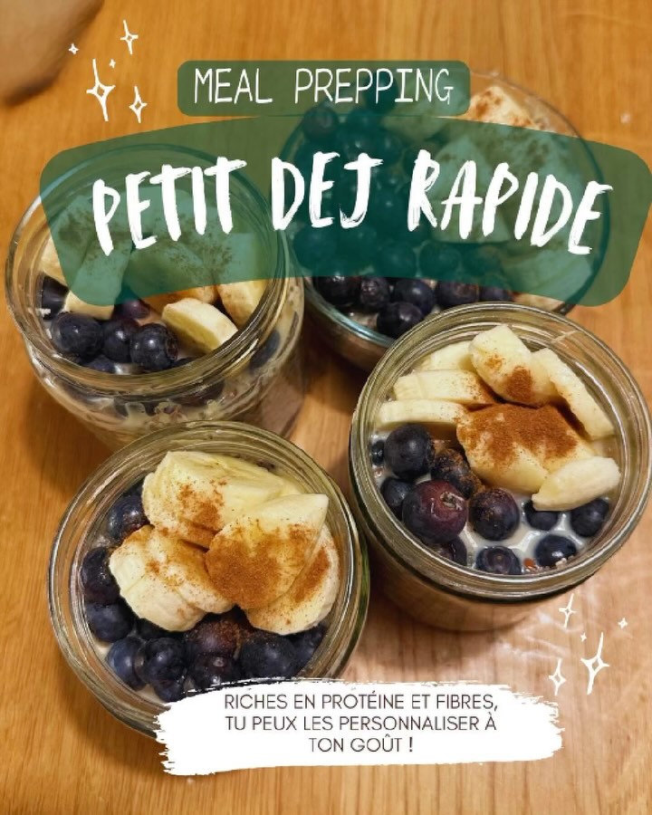 ✨ Une idée de petit-déjeuner sain et facile à préparer ! ✨
Prépare-le en début de semaine et savoure-le jour après jour. Ce qui est top, c’est que tu peux l’adapter selon tes envies et la saison 🍓 Quelques idées de variations : fraises, pomme, beurre de cacahuète, cacao en poudre… À toi de jouer ! 💛
Et toi, quelle est ta combinaison préférée ? 😋⬇️