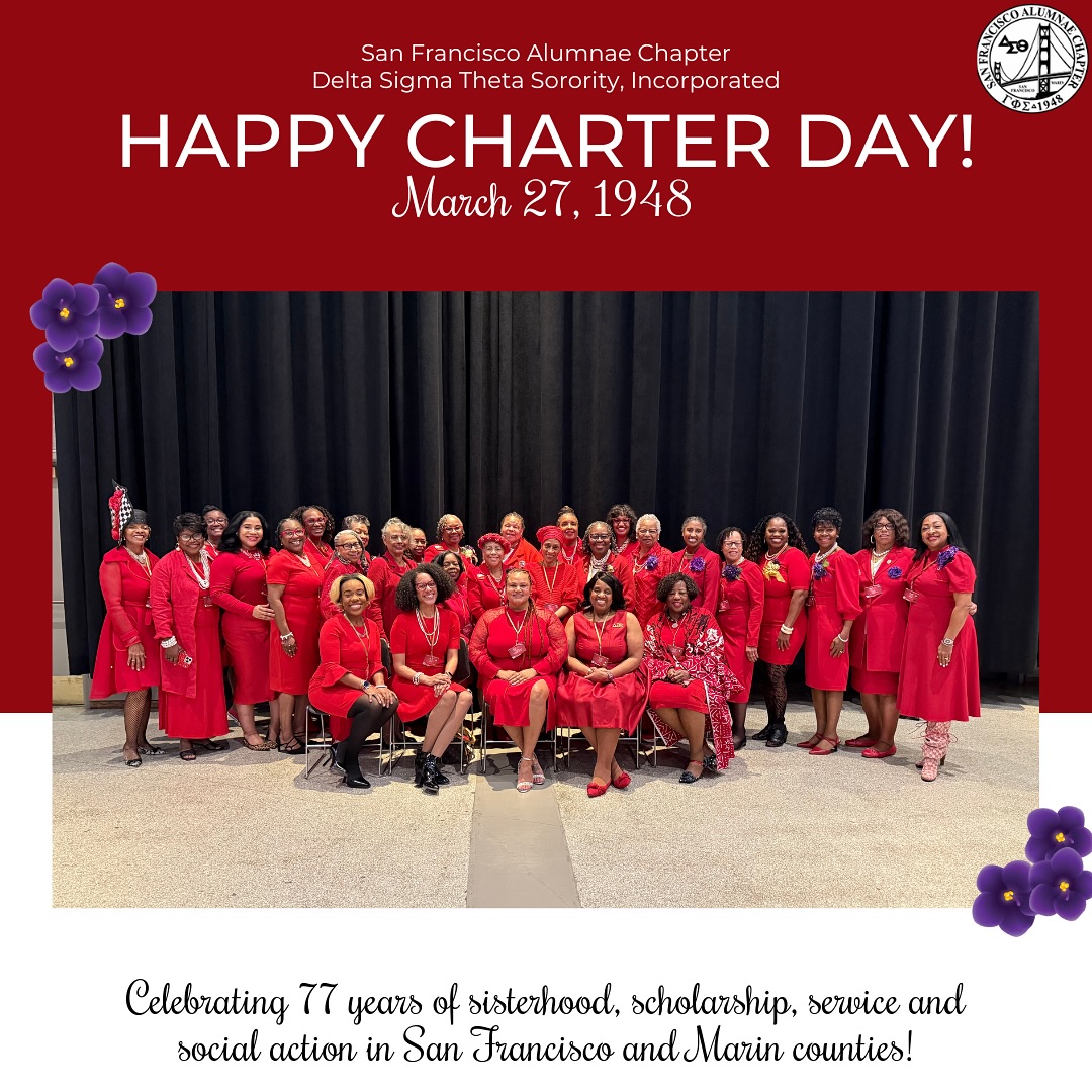 Happy Charter Day San Francisco Alumnae Chapter!
77 years ago, 8 trailblazing women set out on a mission to build a legacy of sisterhood, scholarship, service, and social action in San Francisco and Marin Counties. We are proud to continue that work 77 years later.
#charterday #sfac #deltasigmatheta