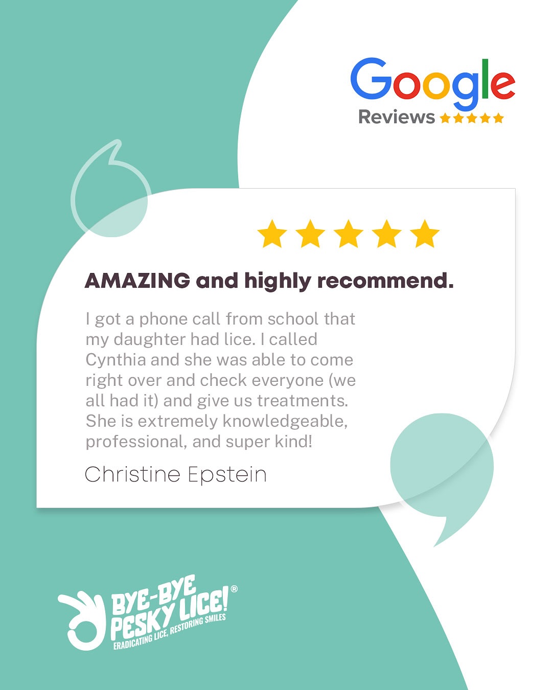 ✨ Real families. Real results.
We know dealing with lice can be stressful — but it doesn’t have to be. 💛
Swipe through what our amazing clients are saying about their experience with Bye-Bye Pesky Lice! From same-day in-home treatments to our gentle, non-toxic products, we’re here to help your family feel safe, supported, and lice-free.
📍 Serving New Jersey & Long Island
👩⚕️ In-home lice removal experts
🌿 Safe for kids. Free from harsh chemicals.
✅ 30-Day Guarantee
⭐ Want to see more?
Check out our reviews and ratings on Google
📞 Book your appointment today and see why families are giving us 5 stars ⭐⭐⭐⭐⭐
#ByeByePeskyLice #LiceRemoval #MomLife #NJParents #LongIslandMoms #NaturalLiceTreatment #LiceFree #SameDayService #ParentApproved #5starreviews