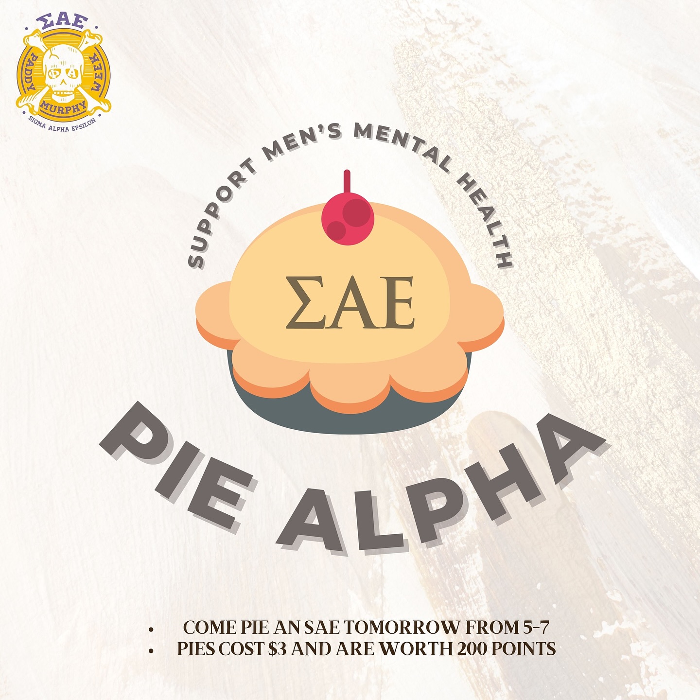Come buy a pie and help support Men’s mental health!