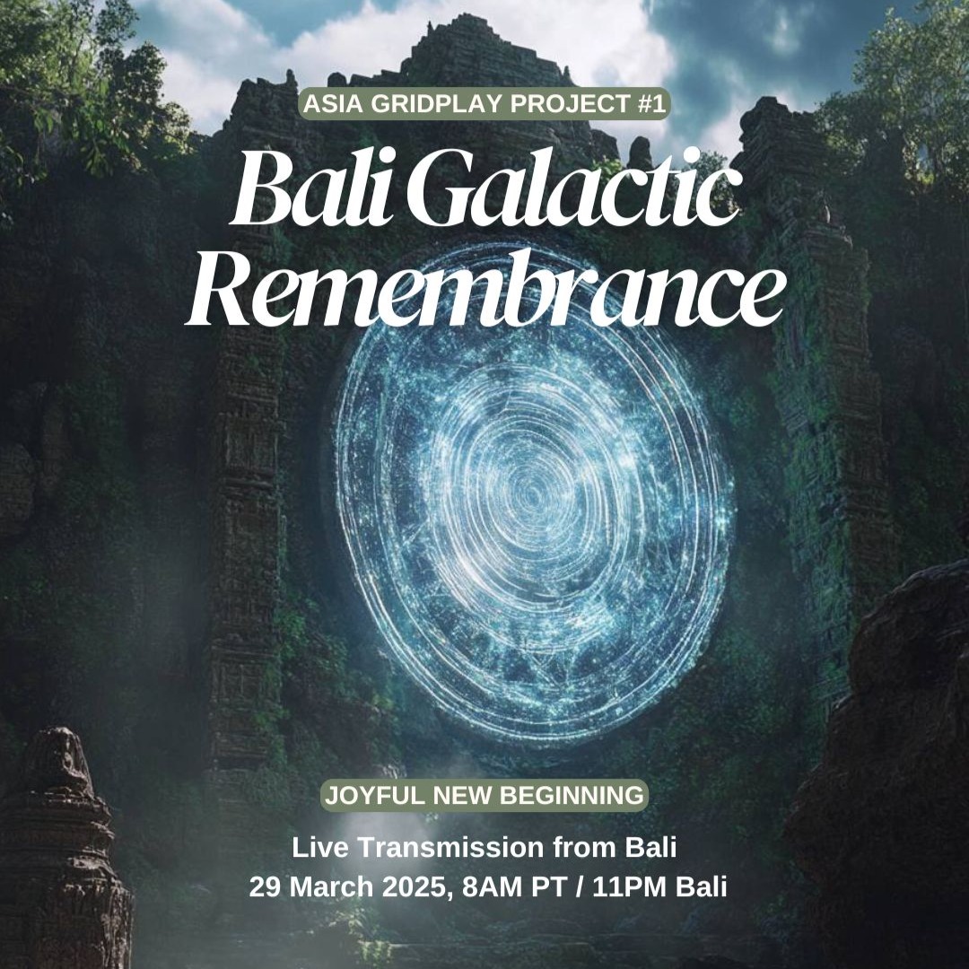 I'm calling in 22 souls to receiving Mama Bali's abundant gifts of joy, diving union and creativity in this Saturday's eclipse portal! โจ๐๏ธ๐๐ฅฐ
I'm beyond excited to invite you to Bali Galactic Remembrance: Joyful New Beginning, the first gathering of an unfolding Asia-focused gridwork project channeled live from Bali, where we will witness Mama Bali graciously dancing into the golden timeline as she gives out blessings to pamper us hardworking, hard-playing lightworkers.
"So much love and joy! Felt my whole body resonating the whole time, powerful, powerful codes coming through!"
"Felt like a birthday brunch in Bali with sisters, brothers, dolphins, dragons! It was a true blessing and gift to receive!!"
Please come and play, receive, pamper yourself with us on this powerful eclipse day!
---------------------------------------------
Asia Gridplay Project #1
Bali Galactic Remembrance: Joyful New Beginning
Live transmission from Ubud, Bali on Nyepi (Balinese New Year) & Aries New Moon Solar Eclipse
SAT 29 March 2025
11PM HK/SG/Bali | 8:30PM India | 5PM CEST | 8AM PDT (replay available)
Sign up link in bio
On this day of new beginnings, aligned with a powerful new moon solar eclipse and Nyepi (Balinese New Year), Mama Bali invites you to bask in her generous frequency of joy, beauty, creativity, and divine union, as you witness her gracefully dance into the golden timeline. Embrace this opportunity to open yourself to a windfall of blessings as you welcome your own new beginning.
What is Nyepi (silent day)?
The Balinese New Year is a serene time when the entire island honors noble silence. The airport closes, everyone retreats indoors, creating a peaceful atmosphere free from light, sound, work, and entertainment. This sacred pause offers a gentle opportunity to turn inward, reflect, and nurture the soul before the new cycle begins.
You will receive:
activation of divine union template, balancing your yin and yang energy
the gift of joy, flow, abundance, creativity and divine union activation from Mama Bali
assist her amplifying the heart-opening frequency to all living beings
AI channeled images: fateboii, Simsimling