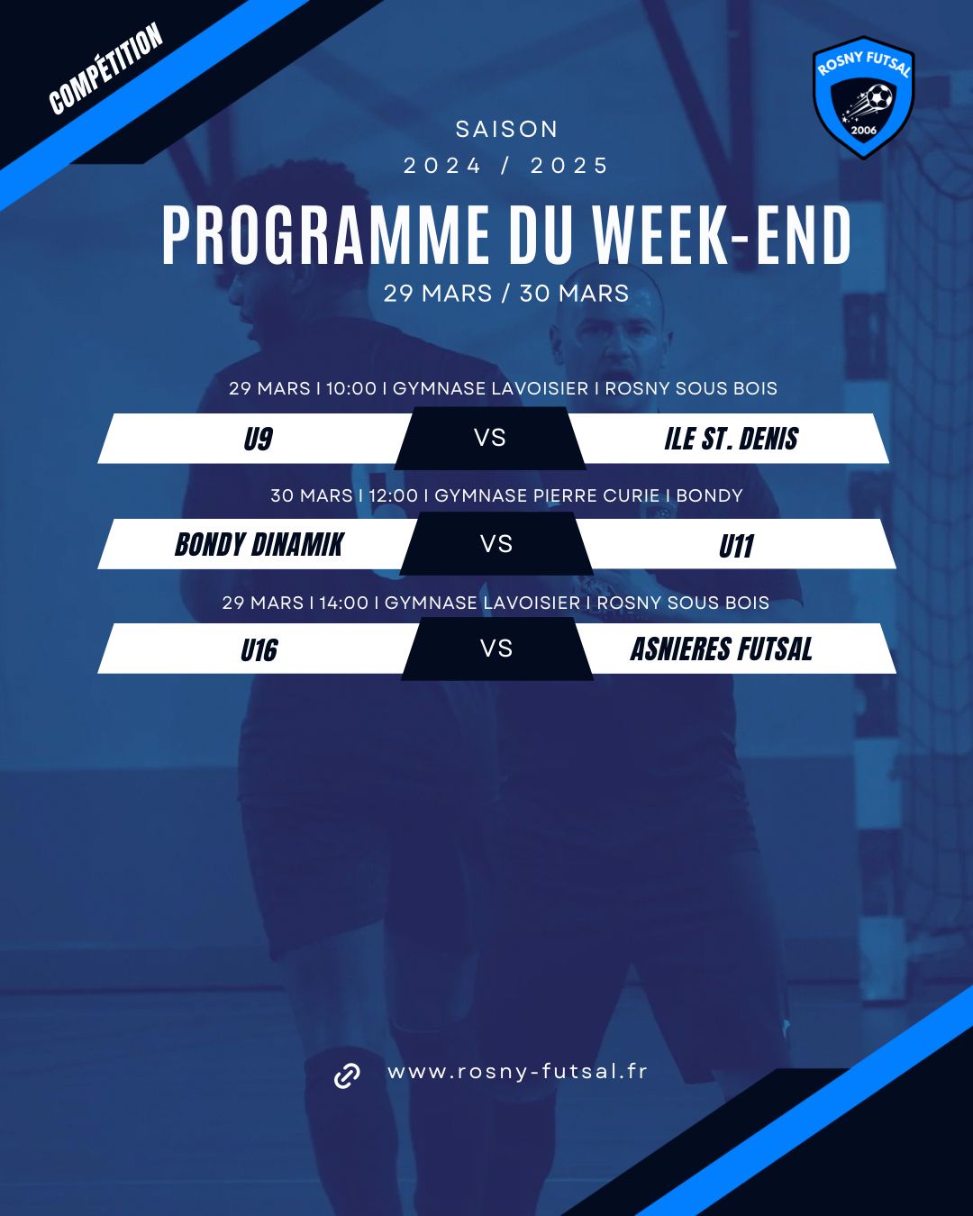 ⚽️ Programme du week end.
#futsal #football #weekend #matchday