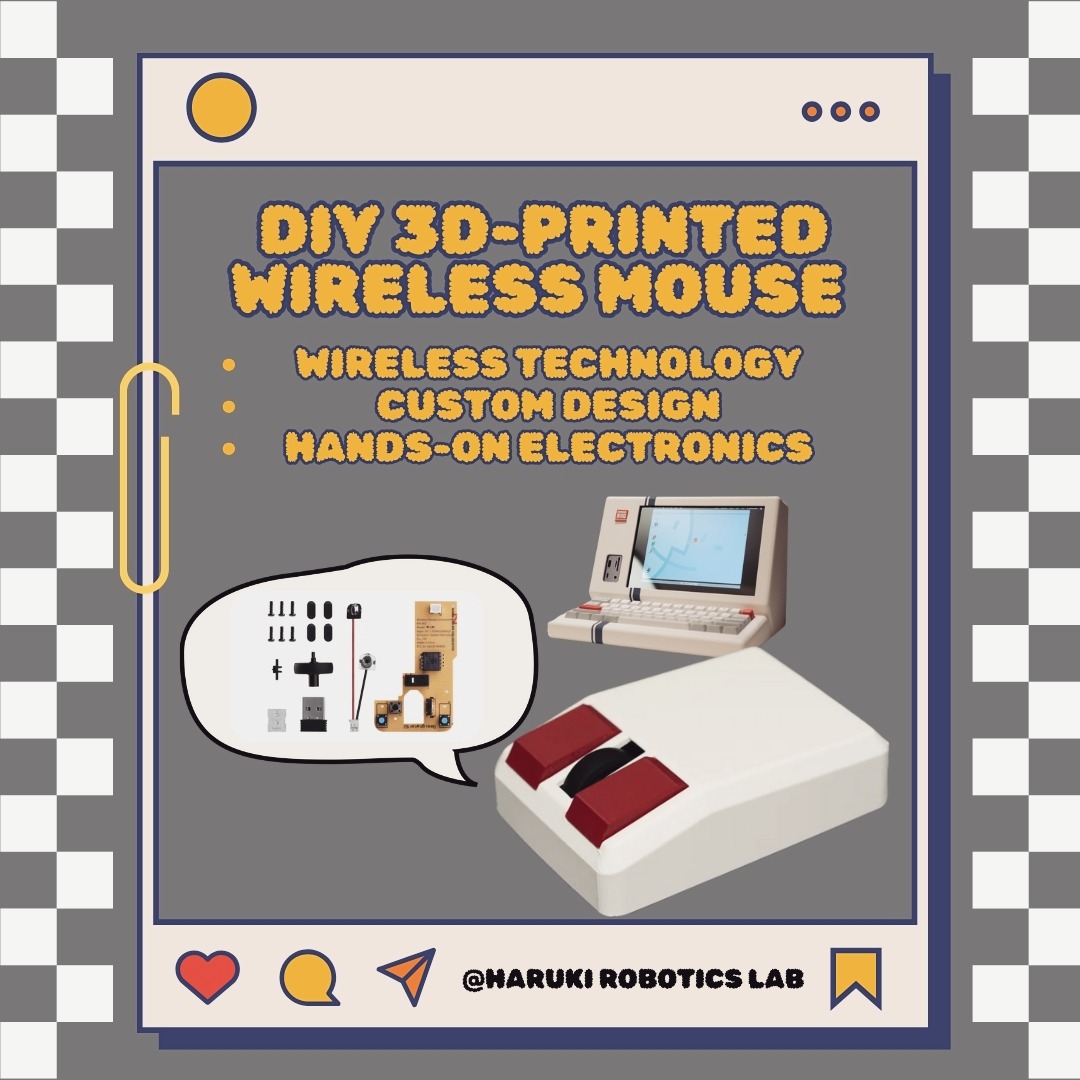 🖱️✨ Ever wondered what's inside your mouse? Introducing our latest DIY project: Discover the Magic Behind the Click! ✨🖱️
We're building a 3D-printed, fully custom wireless mouse!🔥
🔹 Experience cordless freedom with wireless tech 📡
🔹 Design and 3D print your own perfect mouse shape 🎨
🔹 Explore hands-on electronics and circuitry 🔋⚡️
Let's explore, create, and gain a deeper understanding of the tech we use every day—one click at a time! 💡🛠️
#DIY #WirelessMouse #3DPrinting #CustomDesign #TechEducation #MakersGonnaMake #STEM #HandsOnLearning #Innovation #ExploreCreateUnderstand #BehindTheClick #MakerEducation
#HarukiRoboticsLab #HarukaCoding #Education
#3DDesignKids #Fusion360Education #TinkerCadProjects #Youth3DPrinting #Learn3DDesign #CADforKids #STEM3DPrinting #Creative3D #KidsDesignTech #DigitalFabrication #HarukiRoboticsLab #HarukaCoding #Education