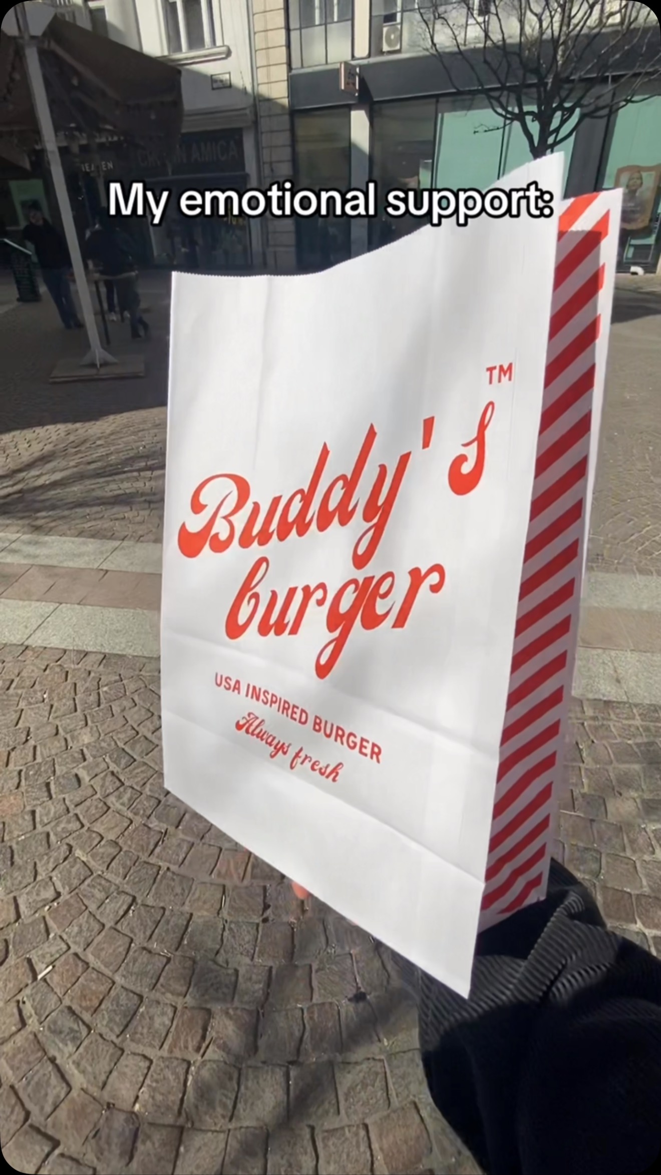 Sometimes all you need is to crush a buddy burger — and suddenly life feels right again.