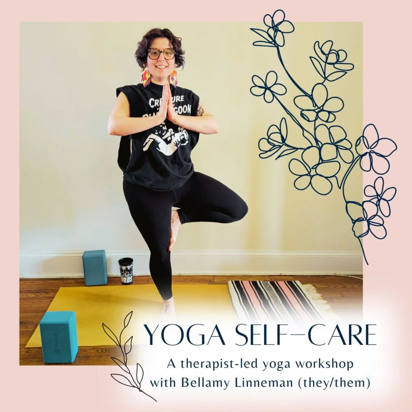 Does the general dumpster fire state of the world have you down? Are you tired of people telling you to self-care your way out of your feelings? Join me for therapist-led yoga and discussion to learn why the self-care you see on Tik Tok isn't working for you. We'll learn about Real Self-Care and what next steps you can take on your self-care journey.
I will also hand out a booklet I made so you can continue this practice on your own!
**Bring your own props and mat**
I get top surgery on April 9th, so I wanted to squeeze this in before I'm out of yoga commission for two months ð
Tuesday, April 8th 5:30pm-7:30pm
$60 per person **$50 for BIPOC** (use code BIPOC at checkout)
Sign up through South Philly Yarn and Craft at https://www.southphillyyarnandcraft.com/classesandworkshops