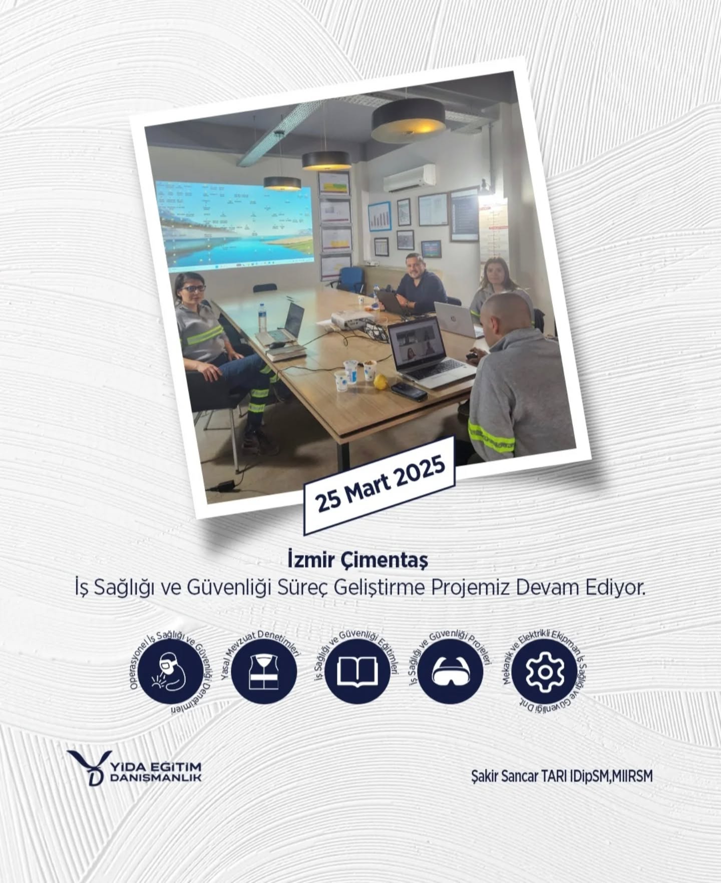 İş Sağlığı ve Güvenliği alanındaki titiz çalışmalarımız hız kesmeden devam ediyor!
25 Mart 2025’te İzmir Çimentaş’ta gerçekleştirdiğimiz İş Sağlığı ve Güvenliği Süreç Geliştirme Projemiz kapsamında, sahada güvenliği artırmak ve daha verimli iş süreçleri oluşturmak adına önemli adımlar attık.
#İşGüvenliği #işsağlığıvegüvenliği #eğitim