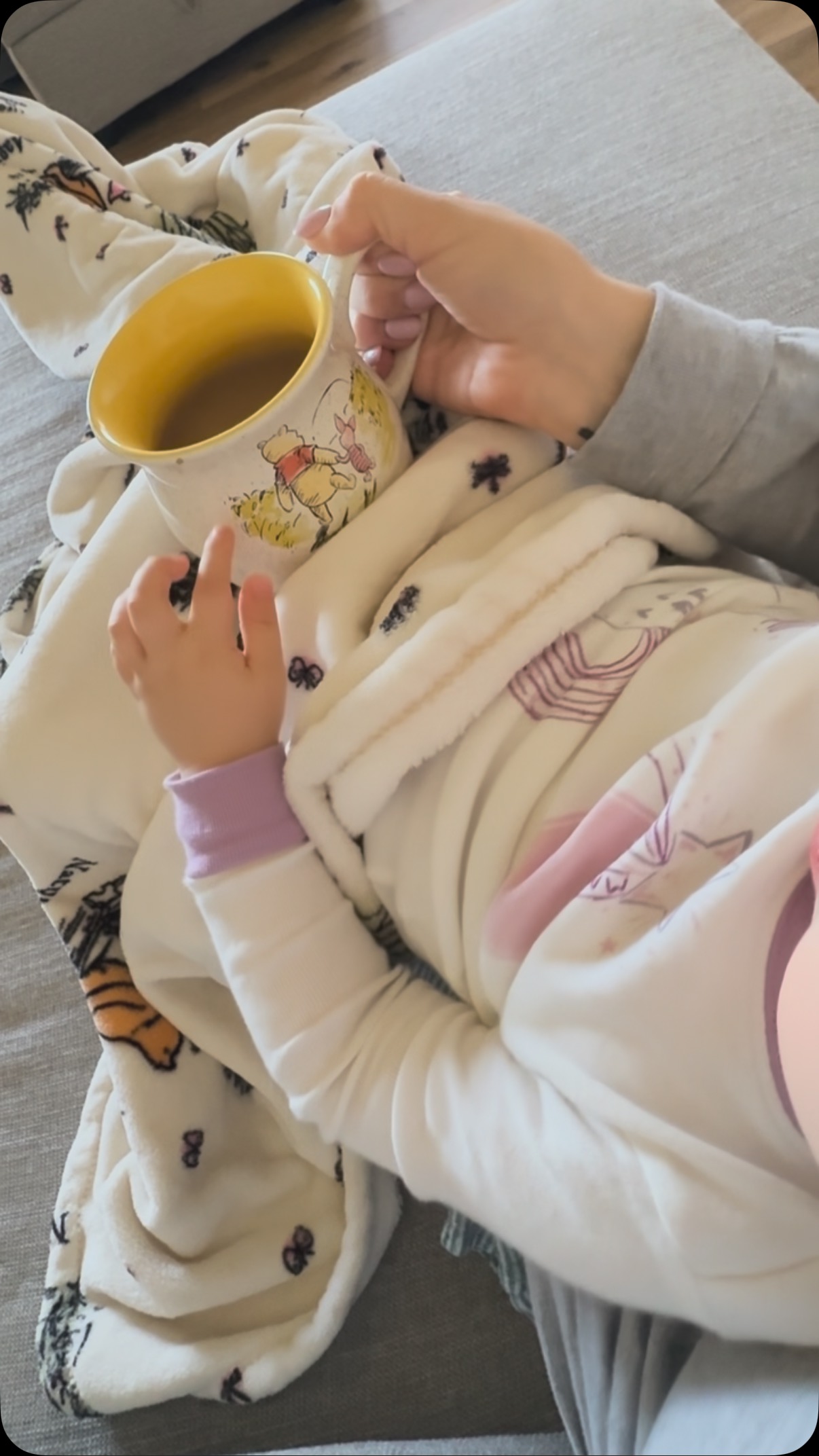 This morning started with the usual chaos—curling Monster’s hair & get her out the door on time, feeding the dogs (three different diets 🙄 so three different bowls), cooking eggs for the baby, doing dishes (yes, I didn’t get to them last night with church and my own homework being the priority), and starting laundry. But then I looked over and saw Brix on the couch, and something inside me said, ‘Pause.’
So, I made my morning protein coffee drink and decided to slow down. I scooped Brix up into my lap, wrapped her in her classic Winnie the Pooh blanket that her great aunt gave her, and we settled in for some quiet time watching a Disney movie together while I sipped my coffee from my Pooh mug.
As someone who thrives on staying busy—it helps my mental health to not be to idle in my thoughts—I’m learning that it’s okay to stop and just enjoy the moment. Taylor’s first room was decorated with classic Winnie the Pooh, and for her first Christmas, her great-grandmother gave her Pooh ornaments. Sitting there with Brix, I felt surrounded by the love and memories of my first-born with the Pooh stuff, grateful for the girl time with my middle-born baby that started my day, while cuddling with my rainbow baby.
There will always be a to-do list (currently, a pile of laundry staring at me to be folded!), but these moments with my babies are too precious to rush. Mental health matters, and it’s so important to savor the simple calm boring but most important things I know I used to take for granted. ‘Be still.’ Psalms 46:10.
#MentalHealthAwareness #EndTheStigma #MentalHealthMatters #SupportMentalHealth #BreakTheSilence #YouAreNotAlone #HealingTogether #MentalHealthSupport #MentalHealthAdvocacy #MentalHealthJourney #GriefSupport #HealingThroughGrief #GrievingMother #GriefJourney #LifeAfterLoss #GriefAwareness #HealingHearts #GriefAndHealing #MotherhoodAndGrief #GrievingMothers #MothersWhoGrieve #LivingWithGrief #GriefIsLove #LoveAndLoss #AlwaysKeepFaith #StrengthThroughAdversity #YouAreNotAloneInThis #StayStrong #TogetherInGrief