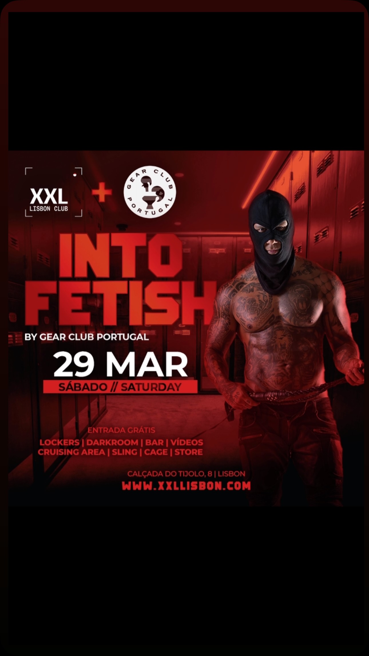 Into Fetish By Gear Club Portugal
#gayclub #gearclubportugal #xxllisbon #cruising #leather #fetiche #gaycruising #gayfetish #gay #lisbongay #xxllisbonclub