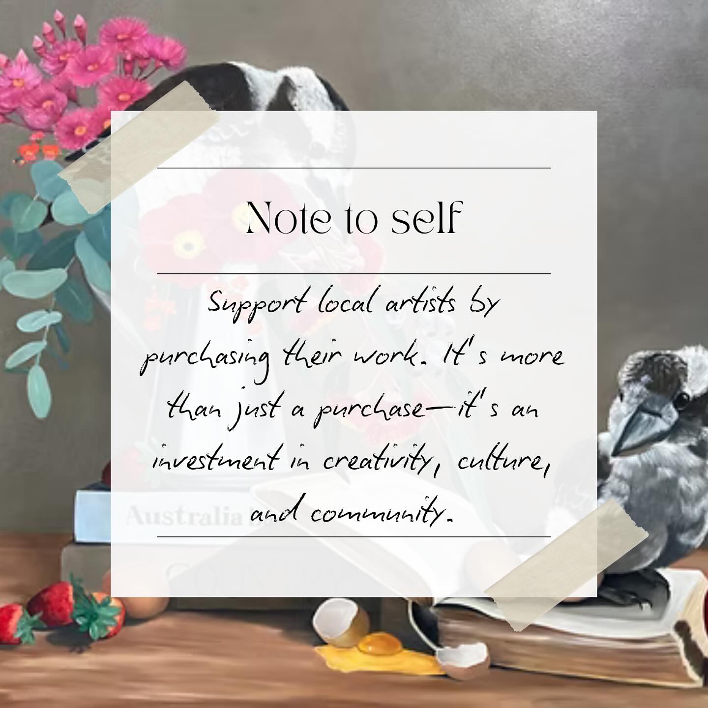 Something to consider when you buy local art, you’re not just purchasing a piece—you’re investing in an artist’s vision, passion, and the cultural heartbeat of your community. Every artwork tells a story, and your support helps keep creativity alive.
Visit our 40th Annual Art Exhibition to discover and collect incredible works from talented local artists. Opening Night: Friday, 4 April, Tickets 🎟️ available online LINK IN BIO! Weekend Exhibition: 10 AM – 4 PM. Featured Artwork by @mialaing_artist
#SupportLocalArtists #InvestInArt #40YearsOfArt #AnnualArtExhibition #BuyLocalArt