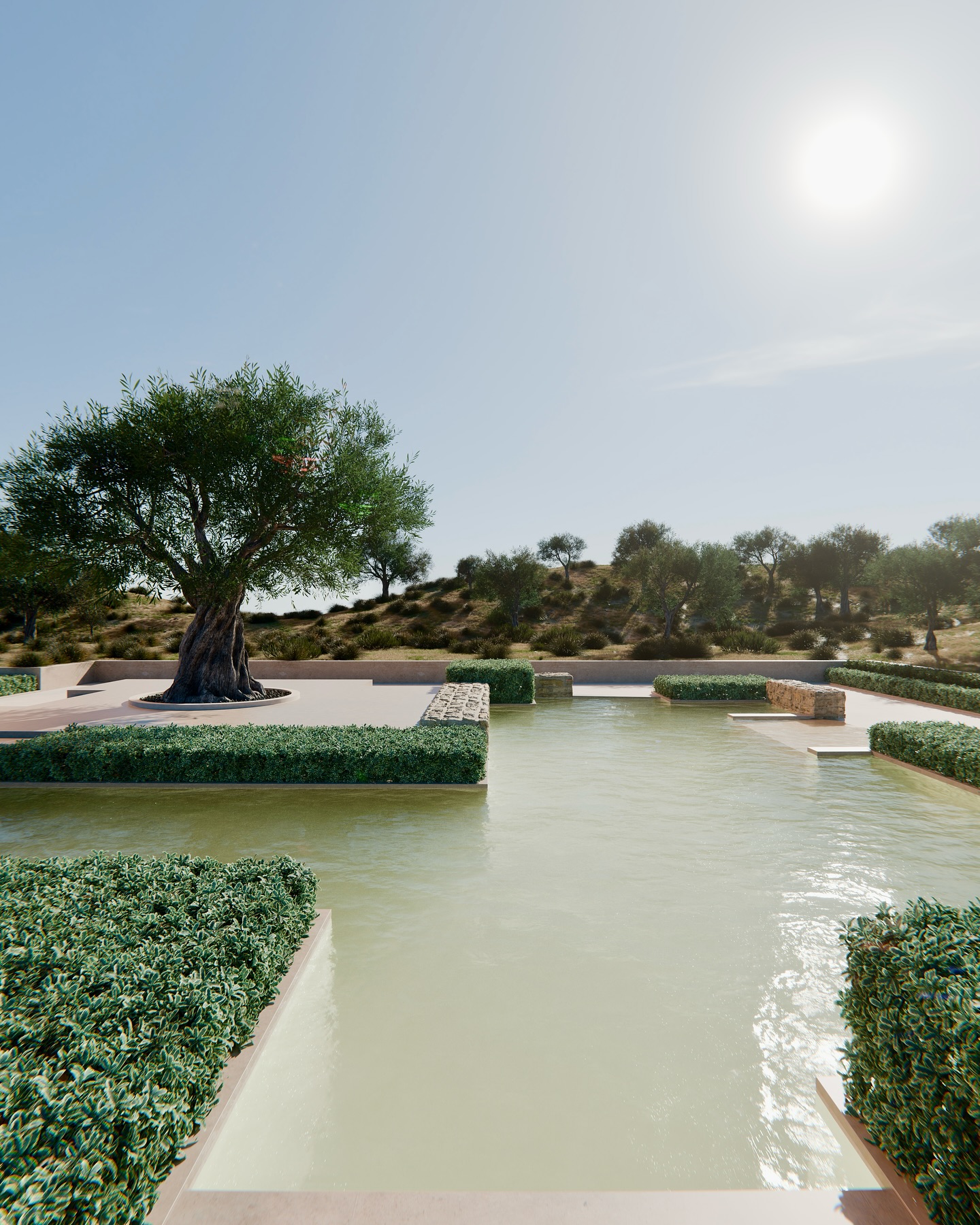 Architecture paysagère minimaliste s’intégrant harmonieusement dans un cadre naturel.
Dessin d’un bassin aux formes singulières, un travail de détail, de forme et de matières.
Une attention particulière à l’asymétrie et à la déstructuration porte le concept de cet ouvrage.
Le bassin, situé au cœur du projet, est entouré d’un axe de circulation principal offrant diverses typologies d’accès à l’eau.
Des murets en pierres et des topiaires créent des variations subtiles de volumes, de hauteurs et de textures.
Implanté sur une plateforme, un olivier majestueux trouve sa place et domine l’ouvrage.
#swimmingpool #landscapearchitecture #dryland