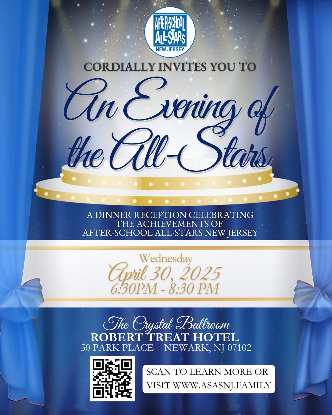 🎉🌟 Mark your calendars for a night to remember! 🌟🎉
We are thrilled to announce our Inaugural Evening of the All-Stars event on April 30th at the Robert Treat Hotel in Newark, NJ. This exciting event will celebrate our scholars, our incredible staff, and the amazing partners who make our mission possible.
The Evening of the All-Stars will feature inspiring stories, live performances, and a chance to honor those who have made a significant impact on our community.
This is our inaugural Evening of the All-Stars, and we can’t wait to share this special occasion with you! 🎤✨
Visit www.asasnj.family for more information. We can’t wait to see you there!
#EveningOfTheAllStars #ASASNJ #CelebratingScholars #CommunityImpact #EmpoweringYouth #SaveTheDate