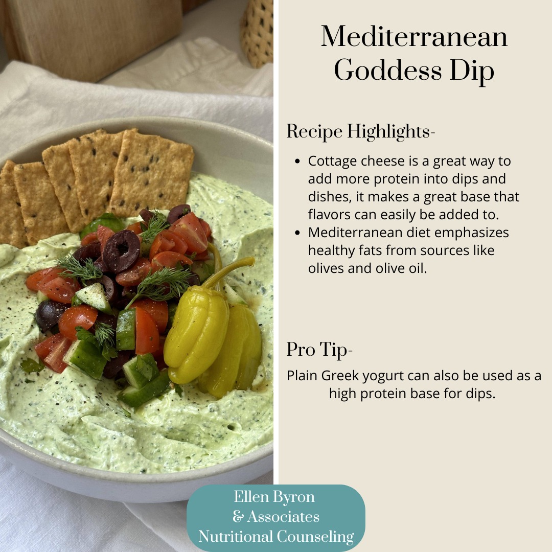 Recipe of the week!
Avoid the added preservatives, excess sugar and salt in store bought dips by making your own flavor packed dips at home! The added bonus is extra protein by making them using plain Greek yogurt or cottage cheese.
This dip can be a great snack, side dish, or used as a spread/marinade!
-
#rdsofig #meditteraneandiet #cookathome #highprotein