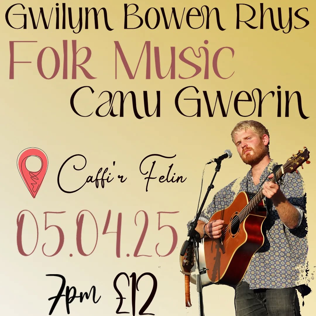Ymunwch a ni am noson o gerddoriaeth gwerin cymraeg yn @caffirfelin gyda @gwilym.bowen.rhys nôs Sadwrn yma!
Join us for an evening of welsh folk music in the Cafe this Saturday!
**BYOB/ Dewch a diodydd eich hunain
PURCHASE YOUR TICKETS TODAY | PRYNNWCH EICH TOCYNNAU HEDDIW
Link on our profile - Linc ar ein proffil
I wybod fwy am Gwilym a'i gerddoriaeth edrychwch ar ei wefan isod | Find out more about Gwilym and his music via his website
www.gwilymbowenrhys.com