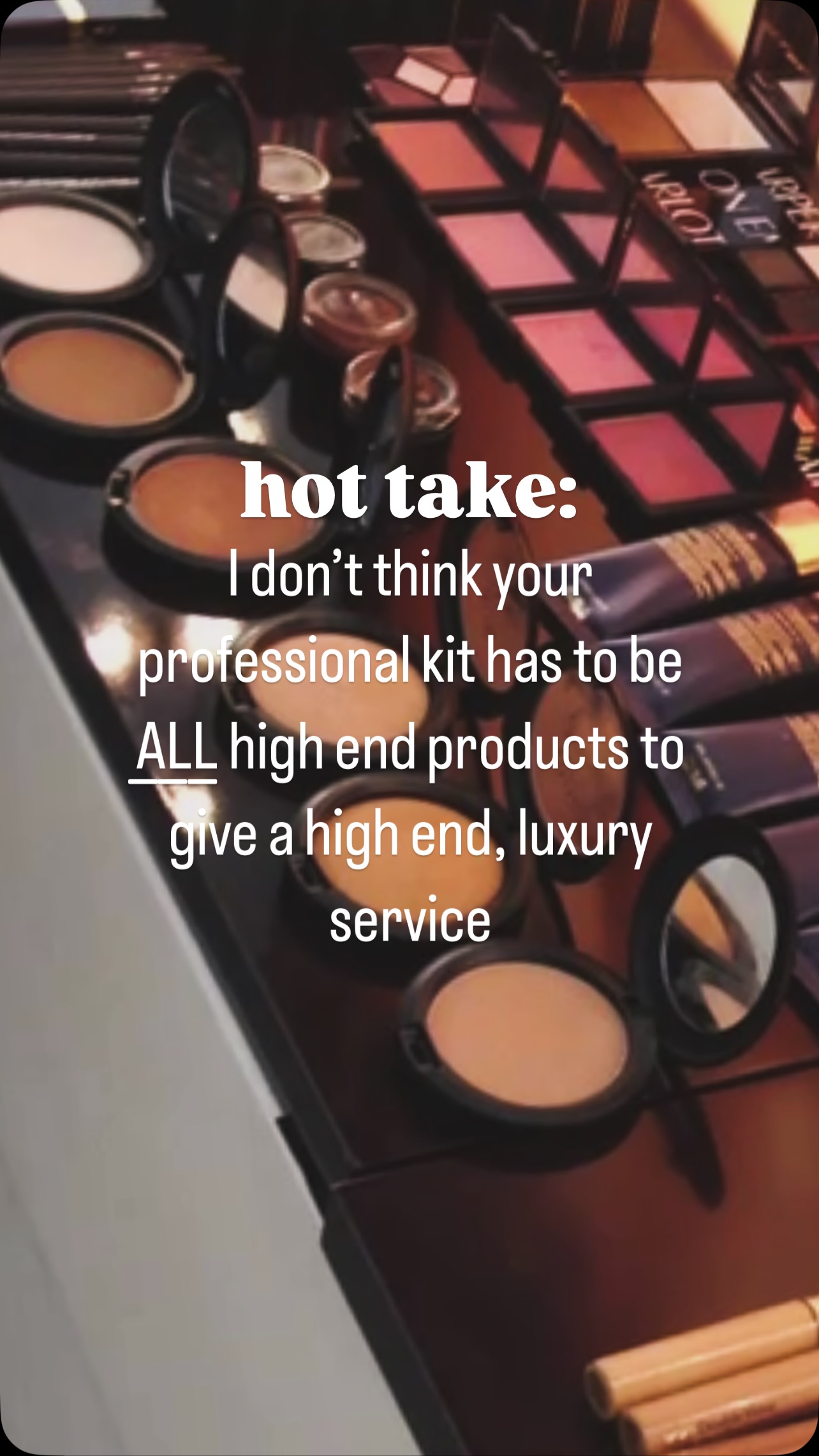 don’t get me wrong, I don’t think your kit should only be full of drugstore or dupes either, especially if you’re branding yourself as a luxury makeup artist. BUT I don’t necessarily think it has to ONLY be high end name brands! A lot of my kit is depotted (I remove it from its original packaging to save space) so you wouldn’t even know if it was a Dior, Tom Ford, or La Mer product anyway! so why does the label matter? If all you’re going for is the name, and not the quality or pay off the product gives, then what are you even doing?
I think when it comes to a luxury service, or a luxury price tag on your service, the whole experience is what matters! how you make a client feel while in your chair, how they feel afterwards, how your makeup lasts!! I think THAT is what gives a luxury service
and don’t even get me started on the price tag of services….. whole other topic lolol
what’s your take!? 🫶
#indianamakeupartist #morphebabe #muachelseakay #peachesandcream #sigmabeauty #indybrides #relavel #licensedmakeupartist #indianapolismua #midwestmakeup #professionalmakeup #professionalmakeupartist