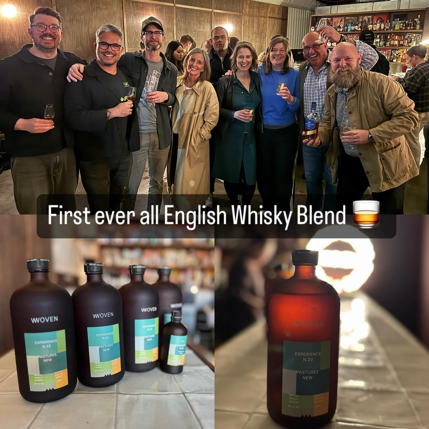 Thank-you @wovenwhisky for a fantastic launch of the first ever all-English Whisky blend Pastures New! 🏴 🥃. EWG members gathered to celebrate, including those whose whiskies helped shape the blend. We even managed a ‘getting the band back together’ photoshoot!”