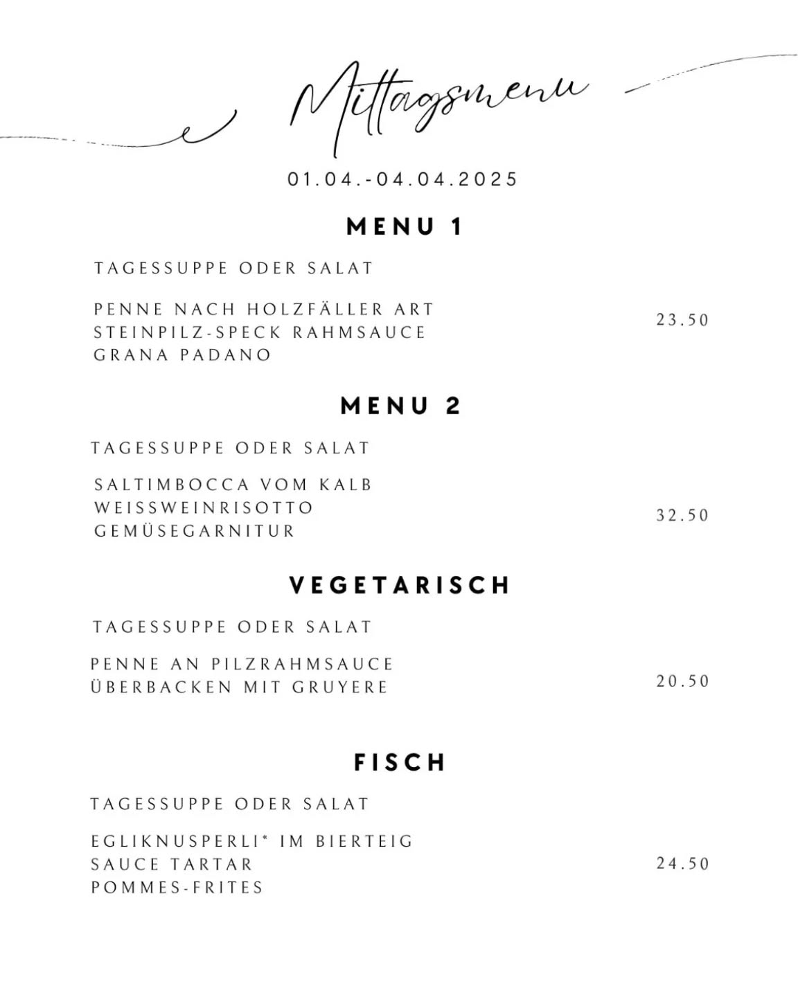 Mittagsmenü (Dienstag bis Freitag) -> kommt vorbei und tankt Energie für den Tag
#stadtstgallen #restaurant #leckereien