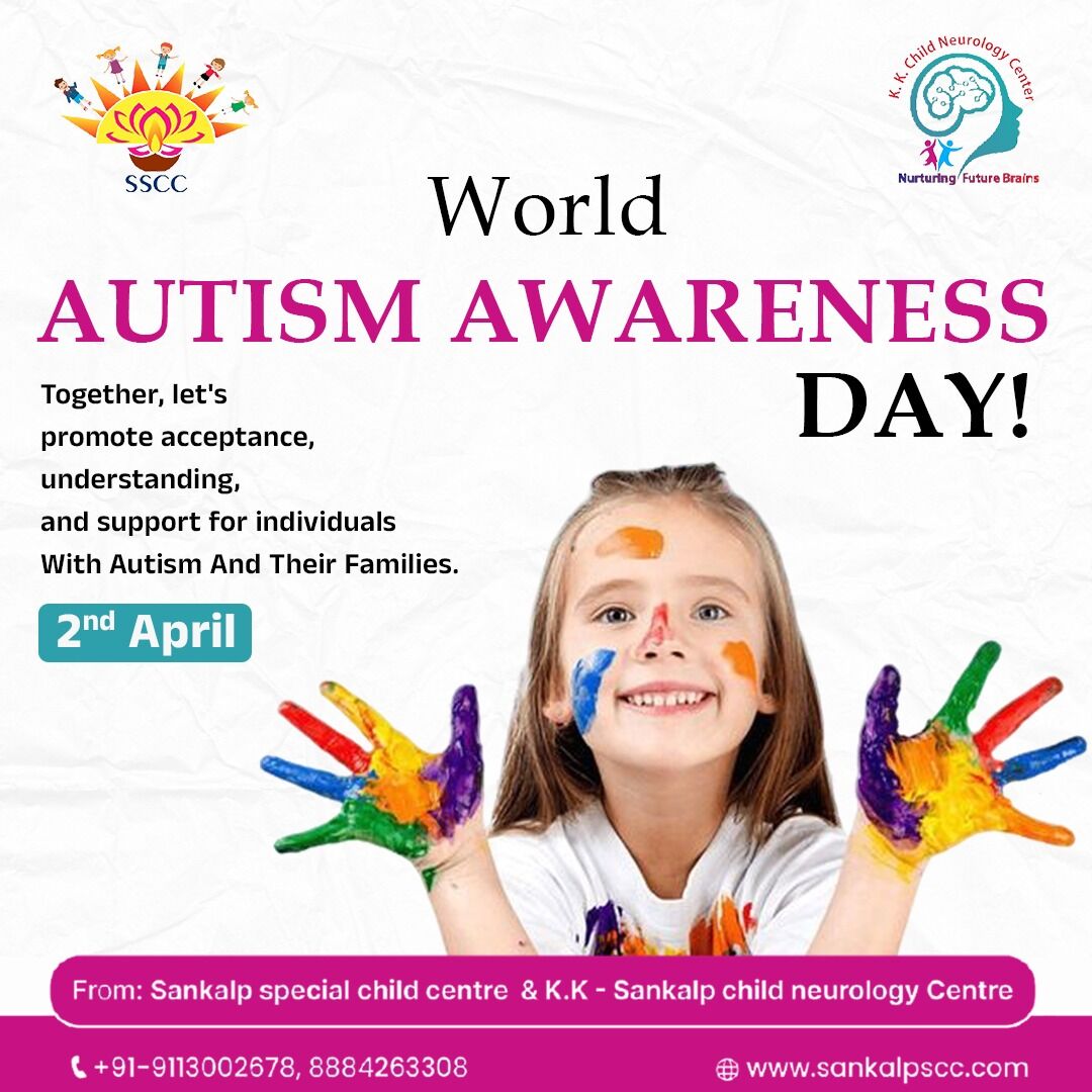 🌍💙 World Autism Awareness Day 💙🌍
Let's come together to promote acceptance, understanding, and support for individuals with autism and their families. 🤝✨ Every individual is unique, and embracing differences makes our world a better place! 🌈💡
Join us in spreading awareness and fostering inclusion. 🫂💖
📅 Date: 2nd April
📍 From: Sankalp Special Child Centre & K.K. Sankalp Child Neurology Centre
☎️ Contact: +91-9113002678, 8884263308
🌐 Visit: www.sankalpscc.com
#WorldAutismAwarenessDay #AutismAcceptance #InclusionMatters #SupportAutism #Neurodiversity 💙