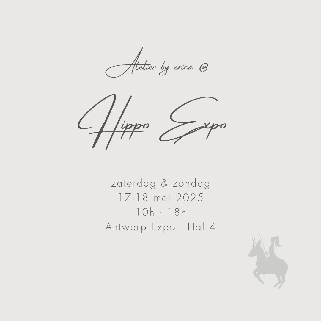 Midden mei kan je Atelier by Erica op Hippo Expo vinden!
Ik ben er te vinden op beide dagen en zal met veel plezier al jullie vragen beantwoorden. Bovendien zal ik de nieuwe collectie aan paardentuig en dierenportretten meebrengen! Je kan dus naast een gezellige babbel ook op zoek naar iets speciaals voor je paardje ❤️
Wat: een beurs speciaal voor (recreatieve) paardenliefhebbers
Waar: Antwerp Expo - Hal 4
Wanneer: 17&18 mei 2025 van 10 tot 18h
Wie zie ik daar ook?