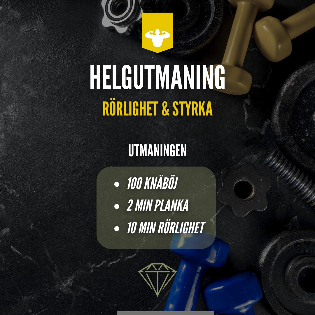 Den här helgen handlar det om att stärka kroppen och förbättra rörligheten – perfekt för att ladda om inför nästa vecka! 💪✨
🔹 Utmaningen:
✅ 100 knäböj (dela upp som du vill)
✅ 2 min planka (kan delas upp)
✅ 10 min rörlighetsträning (höft, rygg & axlar)
🔹 Förslag på rörlighetsövningar:
🔸 Djupa knäböj med gung
🔸 Ryggrotation i fyrfota
🔸 Höftöppnare (lunge stretch)
🔸 Axelcirklar eller bröståppning mot vägg
🔹 Hur gör du?
✔ Välj själv – gör utmaningen en gång under helgen eller både lördag & söndag för extra effekt!
✔ Anpassa efter din nivå – knäböj kan göras med kroppsvikt eller vikt, plankan kan vara på knä eller tå.
✔ Tagga någon som borde anta utmaningen med dig!
Ska du vara med? Kommentera "JAG ÄR PÅ!" 👇🔥
#Helgutmaning #StarkareTillsammans #Träning #Rörlighet #Styrka