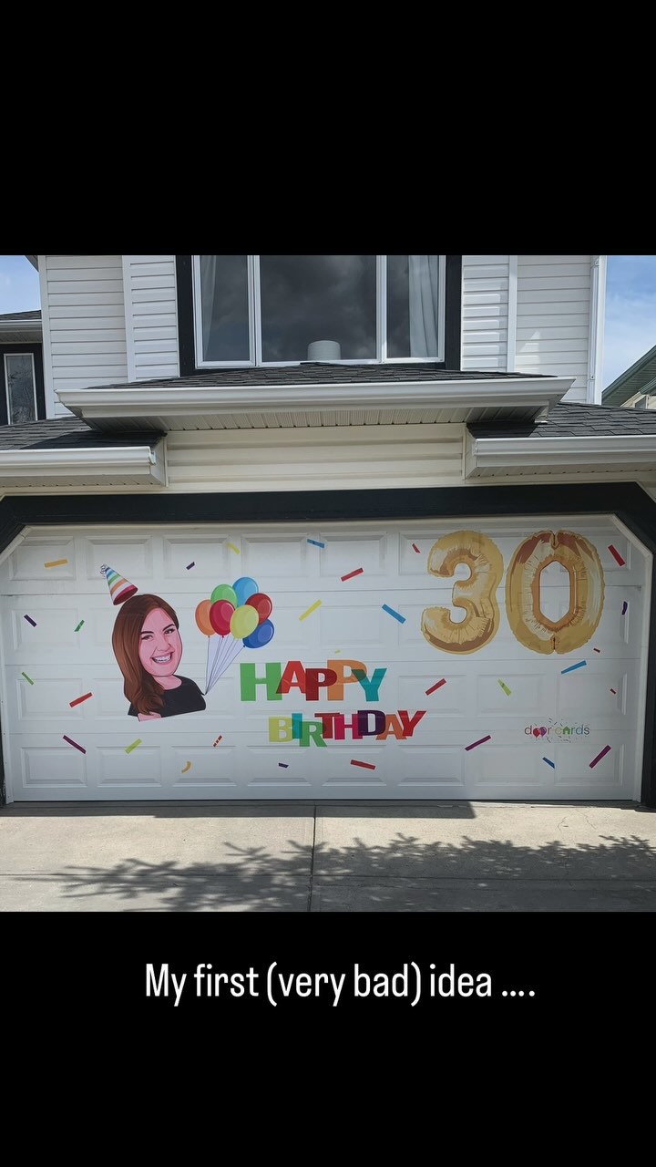 Last night while taking down this epic sign for Josephine - I saw something I haven’t seen before!! A light projecting happy birthday greetings on the garage door!
I chucked to myself as it reminded me of my first concept for this business which was stickers (not reusable) on garage doors 😂🤦🏽♀️ I quickly pivoted from this idea but it was all part of the journey!!!!
#calgaryeventcards #yycevents #yycbirthdays #yycmoms #yycsuprise #ohno #fail #liveandlearn #dontonowuntilyoutry