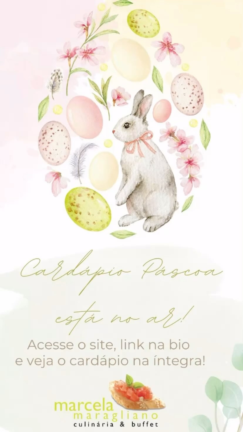 Páscoa chegando! E o nosso cardápio está incrível! Peça pelo WhatsApp ou acesse nosso site. Link na bio.#pratosprontos #encomende #rotisserie #celebrarsempre #páscoa