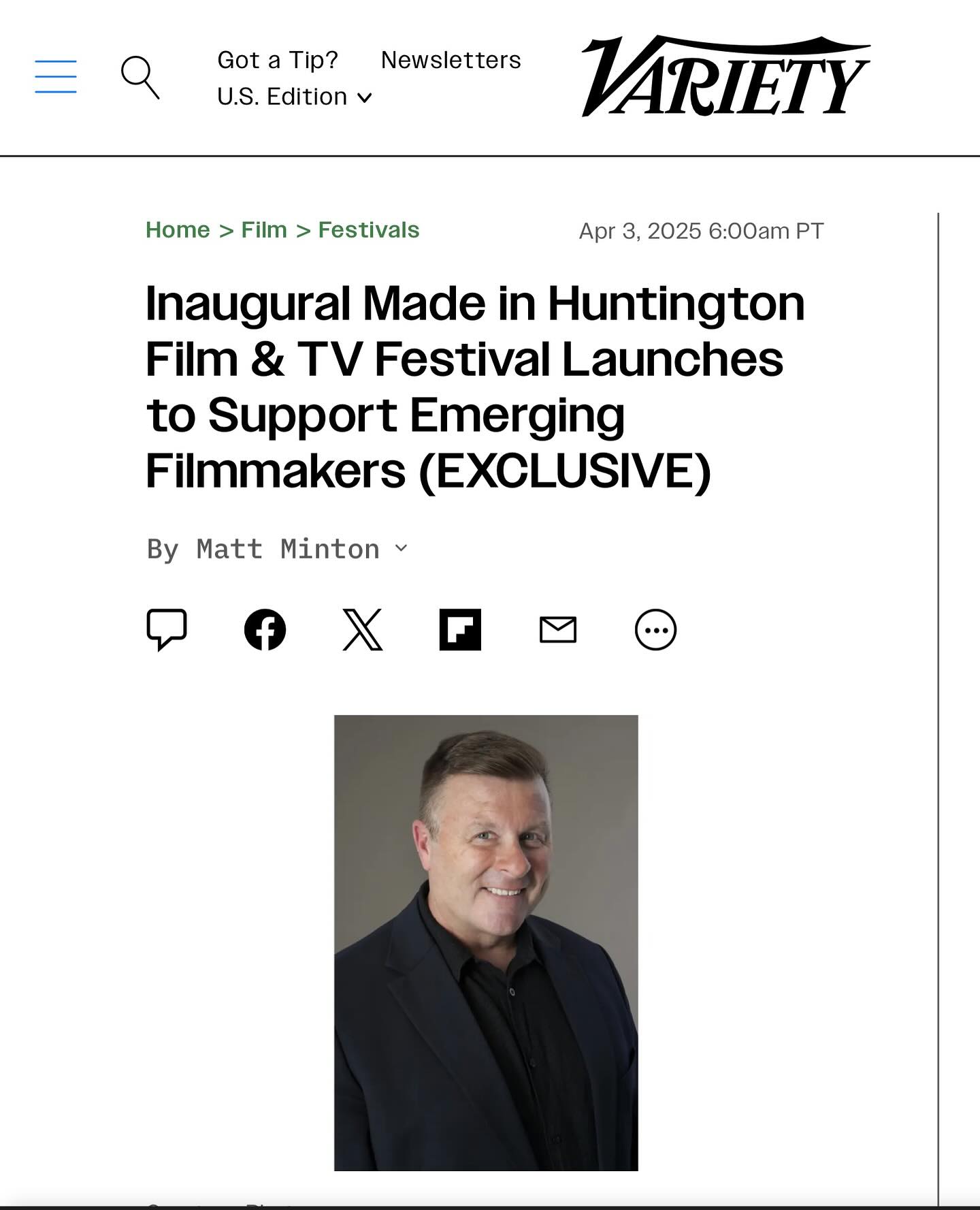 Thank you @variety for this amazing article published on our OPENING DAY! 🎉🎥🎞️
.
The article starts:
“As a Steven Spielberg project films in the area, the Made in Huntington Film & TV Festival is officially launching, with the awards ceremony streaming April 7 on NewsdayTV through a new deal with the festival, Variety can exclusively reveal.
Starting Thursday and running through April 6, the festival is hosting 14 public screenings, with a total of 35 titles chosen from 100 submissions. For festival executive producer and Huntington’s director of film and television Joe Schramm, the festival is a unique opportunity to highlight production opportunities in Long Island.
“Huntington is a unique place because a lot of television and film executives, producers, directors and screenwriters live here,” Schramm tells Variety. “I’m a little surprised — there are a lot of people who, like myself, work for the same companies over the years and, now that they’re semi-retiring, they’re becoming filmmakers at age 55 or 60 for the first time.”
Read more of the article by copying and pasting the below url into your internet browser!
Link: https://variety.com/2025/film/festivals/inaugural-huntington-festival-launches-emerging-filmmakers-1236357989/
.
#madeinhuntington #huntingtonny #longisland #northport #ny #film #variety #filmisnotdead #filmphotography #filmfestivals #art #cinema