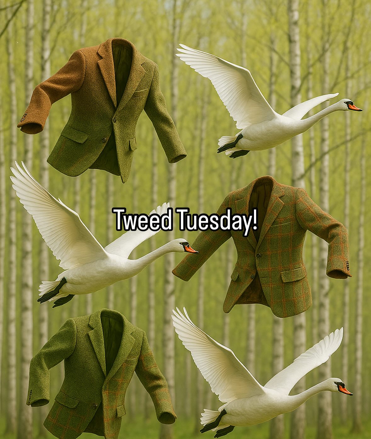 It’s Tuesday, and you know what that means… #TweedTuesday!
At Green Gentz, we have a theory: Tweed isn’t just fabric—it’s a way of life. A tweed jacket is like a loyal friend—always reliable, only gets better with age, and makes every Tuesday a little more stylish.
So why not celebrate this noble textile every Tuesday? Throw on your favourite tweed, bring a touch of class to the world, and tag us in your tweed-clad outfits. We want to see everything from sharp checks to well-worn charm—because we love tweed in all its forms!
Second-hand tweed is always hotter than fast fashion.
A Tuesday in tweed is a Tuesday well spent.
Tweed + Green Gentz = A perfect match.
Let’s make the world a better-dressed place, one Tuesday at a time! #PrelovedQuality #TweedTuesday #preloved #secondhand #greengentz #tweed AI picture