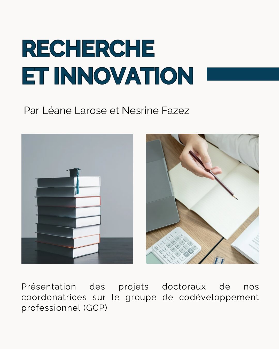 Projets doctoraux de Léane Larose et Nesrine Fazez ! ✨
Découvrez les projets doctoraux de nos coordonatrices, sur le codéveloppement professionnel. 📚👩🎓
#codéveloppement #recherchedoctorale #innovation