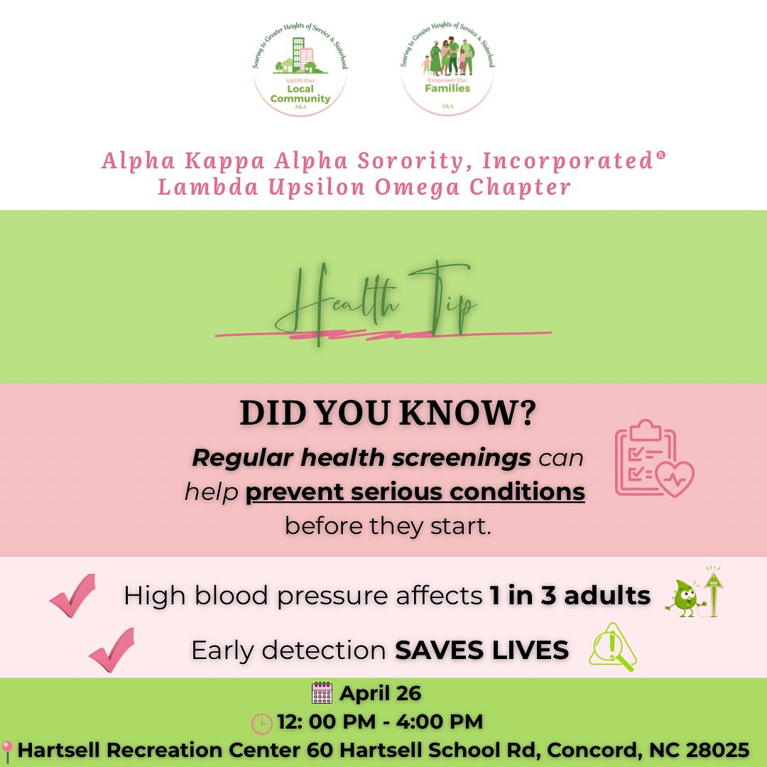 Come get free screenings at our Family Health & Wellness Fair!
Tag a friend who should come with you!
#LUO #KnowYourNumbers #HealthScreenings #AKAWellnessFair