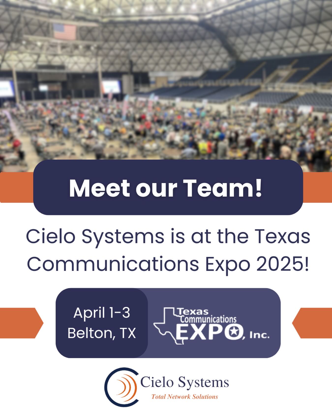 Cielo Systems 🤝 TCEI Expo 2025
Join us from April 1-3 at in Belton, TX to see the newest in communication technology at the Texas Communications Expo 2025!
Meet Cielo Systems!
#cielosystems #texas #belton #tx #communication #internet #network
