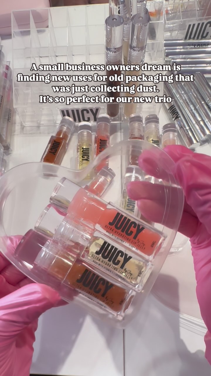 As a small business owner I always experiment with packaging and sometimes it works out perfectly and other times it just doesn’t BUT in this economy?!? Yea I never throw it out because I can’t afford to waste money. I had these heart packages sitting for an about a year from an old Valentine’s Day collection and discovered that it fits our new Jumbo Luxe Trio! It’s so cute and gave new life to packaging that was just collecting dust. 🫶🏾