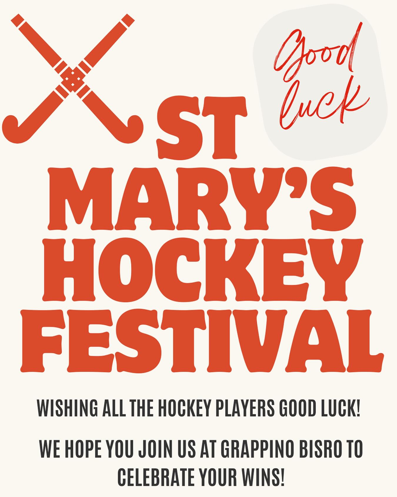 Wishing all the players, coaches and managers the best of luck for the St Mary’s Hockey Festival. We hope to see you for a celebratory dinner! 🍕🍝 #stmaryswaverley #smsfestival