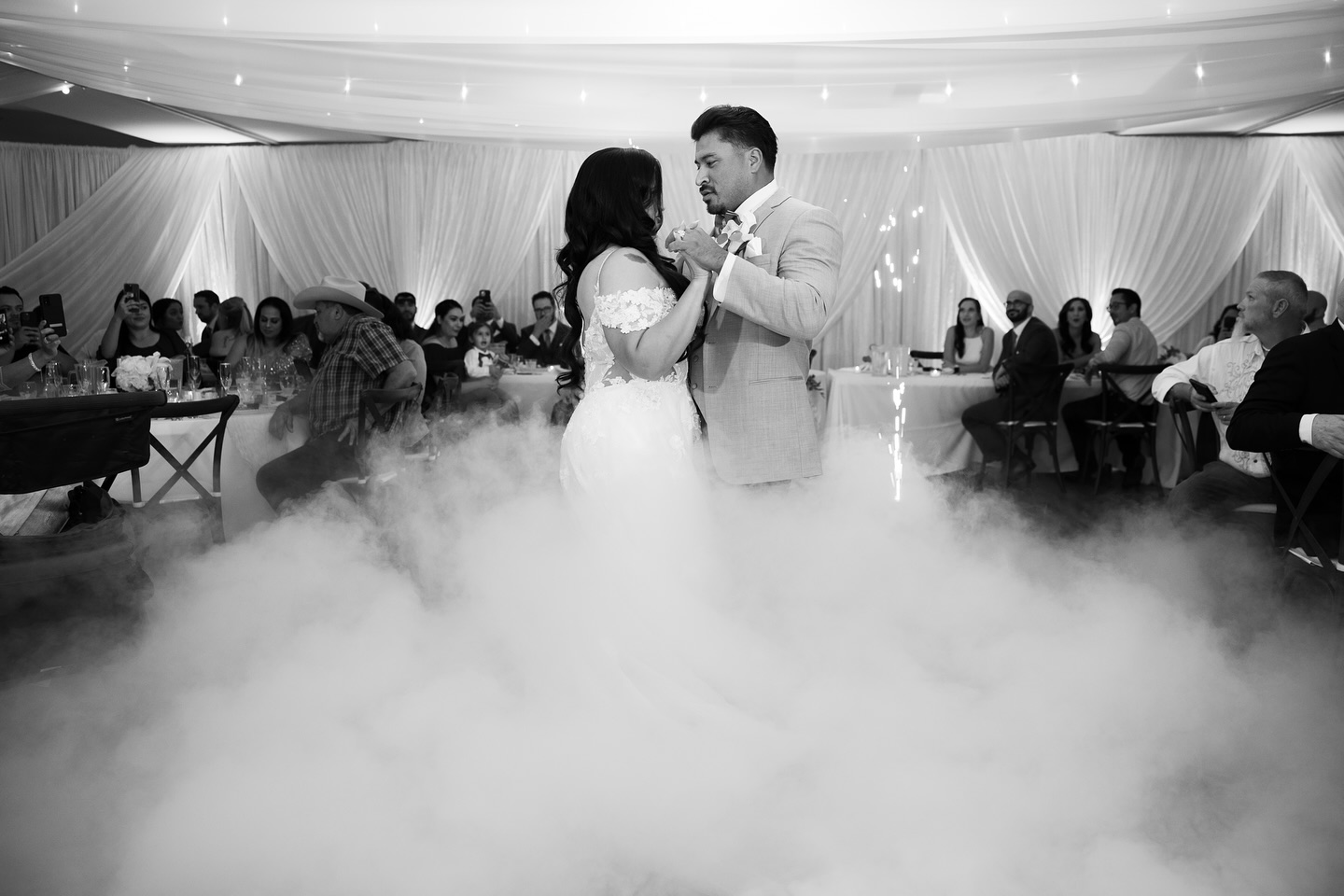 Not all string lights have to be installed outdoors 🙌🏼 shout out to @wondervalleyweddings for letting us get creative with hanging a canopy in their partition rails so the bride got her vision! #stockroompicks