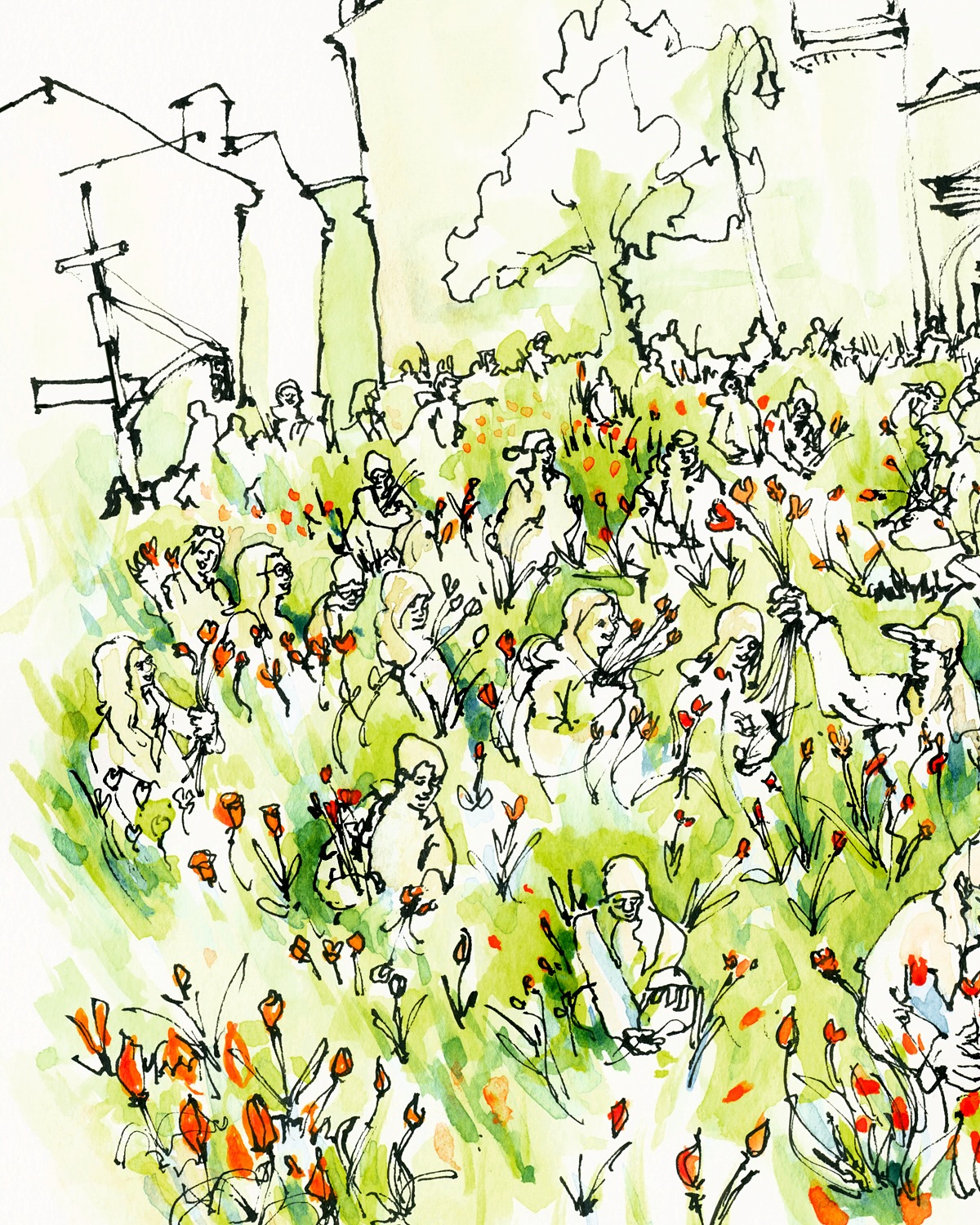 Free Tulip Day was a good one.🌷#sketchart #reportageillustration #drawing