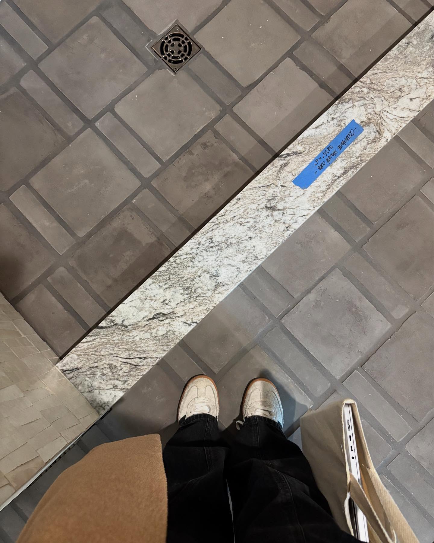 We finally have finishes going into the guest bathroom at House on the Hill project - everything was worth the wait! This bathroom is going to be so unique, I can't wait to share the finished space. Handmade tiles, custom 7' vanity, custom countertop shape... it's so fun when clients are willing to be a little more daring with their finishes!! Stay tuned! ✨ #boiseinteriordesigner #boisegeneralcontractor