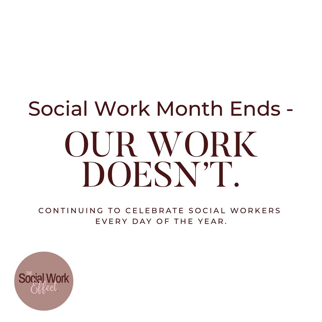 Social Work Month has ended, but our impact NEVER ends.
Every day, social workers advocate, empower, heal, and fight for justice far beyond the month of March.
Let’s continue to show how EFFECTIVE we are as social workers!🖤
Here’s to the profession that never stops.
#TheSocialWorkEffect #SocialWorkMatters #ThankYouSocialWorkers