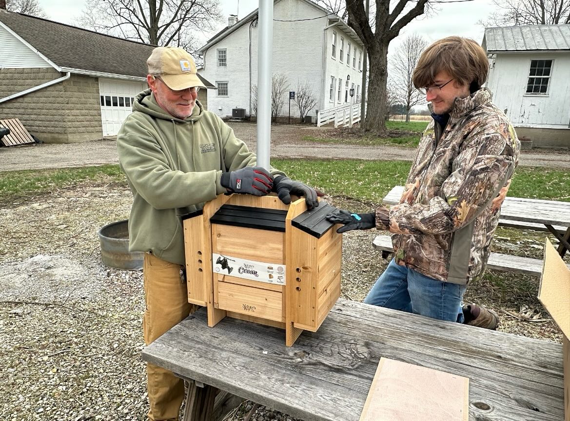 Roger and Nathan making plans for a deluxe bat condo at our UC Field Center! 🦇