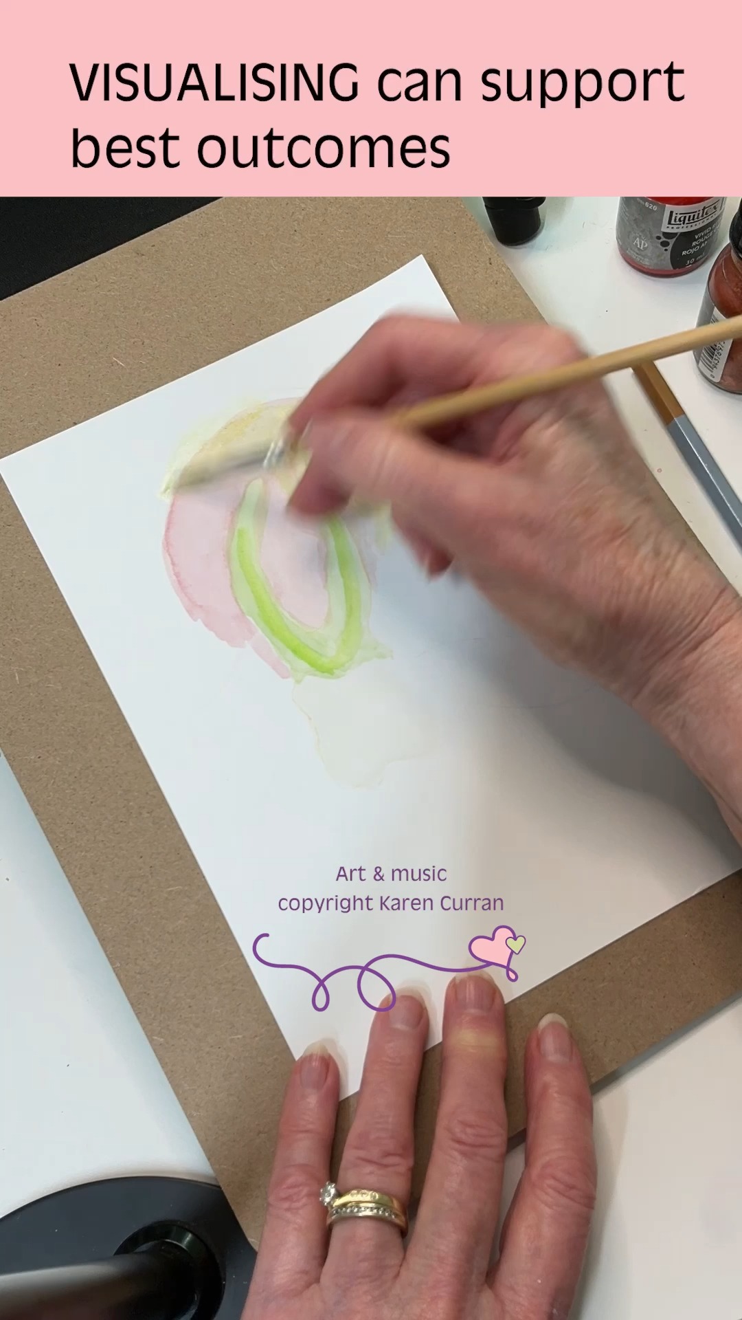 ART as Therapy supporting healing root canal
Whilst having appropriate medical treatment, art can be supportive in visualising best outcomes.
At the time of this painting, I was having root canal treatment for a major tooth infection. For me, the green colour for me represents the healing going into the roots and out to the surrounding areas. The blue is supportive with cleansing and healing.This is art working with the soul to support the best outcome.
NOTE: The best outcome might be different to what we expect.
There is no guarantee that visualising brings healing in the way we want - it is best to focus on the 'best outcome' - which may be different to what we expect.
For me, the act of visualising helps me to stay calm throughout treatment and be open to different outcomes - whatever is best for me.
___________________
Art and music copyright Karen Curran
www.karencurran.com
Australia
#watercolourart #artvisualise #arttherapylife #artheals