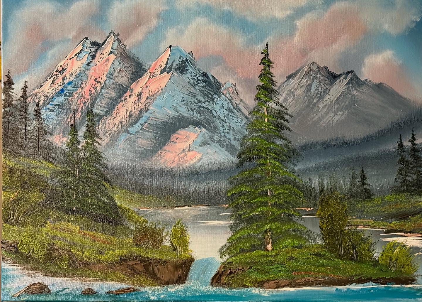 18x24 Original. Island in the Sun. I liked doing this one a lot! Very challenging and I’m pretty happy with the result. #bobross #happytrees #happypainter #oilpainting