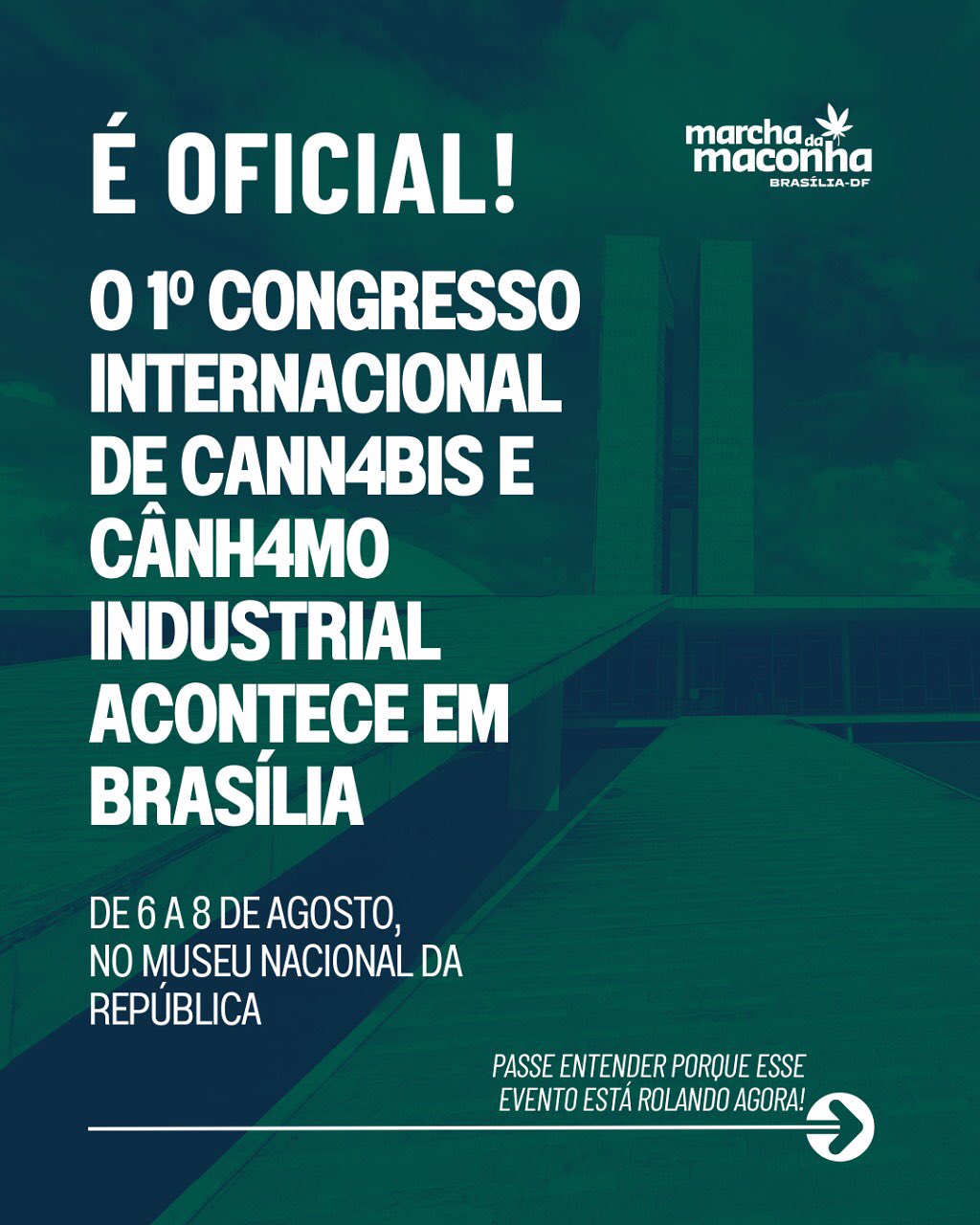 🟢 Um debate urgente e necessário: a cannabis no centro das políticas de saúde.
Vem aí o Congresso Brasileiro da Cannabis Medicinal — um encontro nacional para discutir os avanços, os desafios e os caminhos possíveis para a regulamentação do uso medicinal da planta no Brasil.
Serão três dias de palestras, exposições, filmes, arte e troca de conhecimento com especialistas da saúde, do direito, da ciência e da política.
O evento acontece em dois espaços simultâneos no Museu Nacional, em Brasília, com estrutura acessível, práticas sustentáveis e foco no fortalecimento da economia local.
📢 A programação completa e as inscrições ainda serão divulgadas — mas você já pode se preparar. O Congresso é voltado para pacientes, pesquisadores, profissionais da saúde, ativistas, juristas e todos os interessados em uma política de saúde mais justa, inclusiva e baseada em evidências.
Fique de olho e participe dessa conversa que pode transformar vidas.