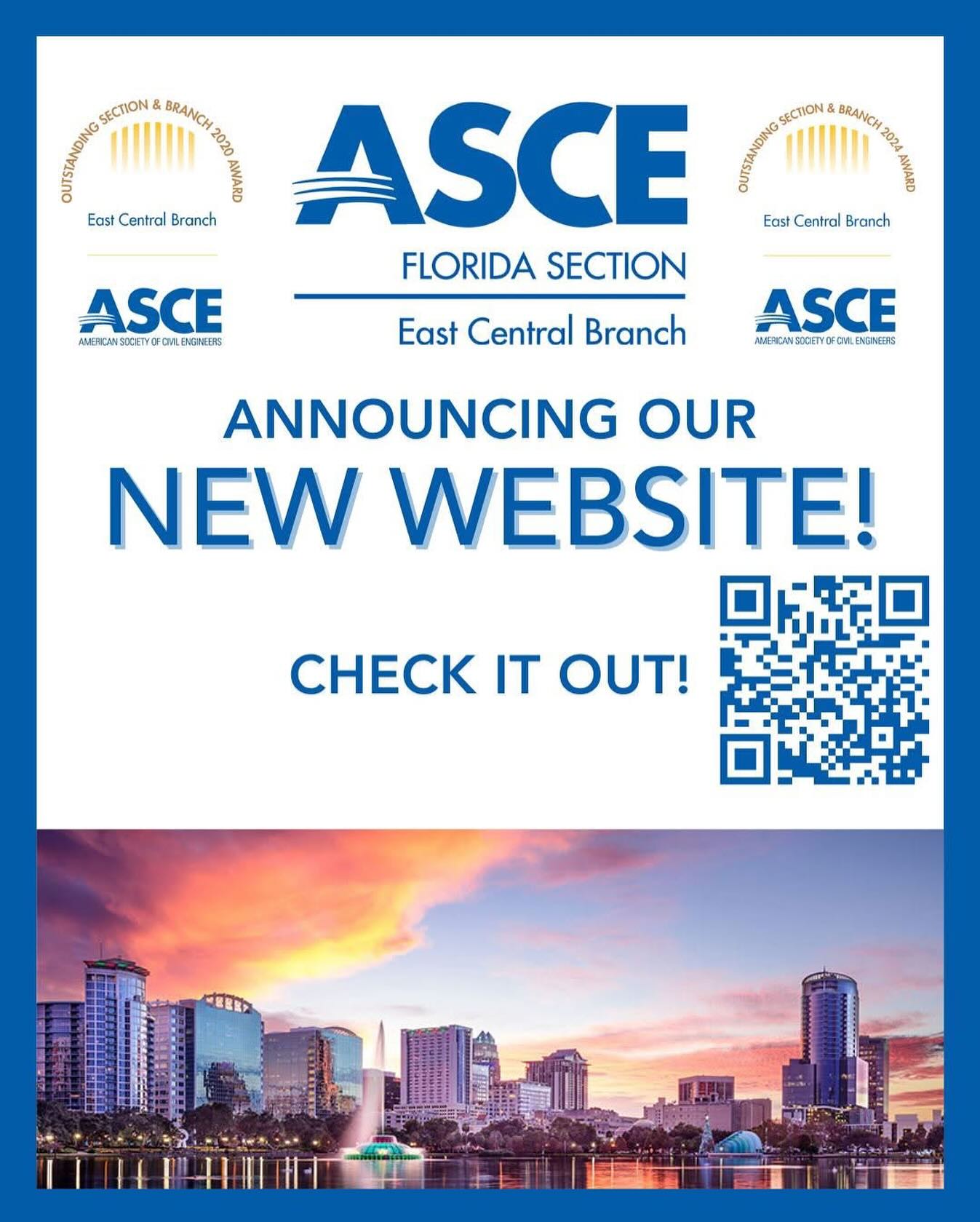 We are excited to announce our new ASCE East Central Branch website is now live! Check it out using the link below:
https://www.eastcentralasce.org/