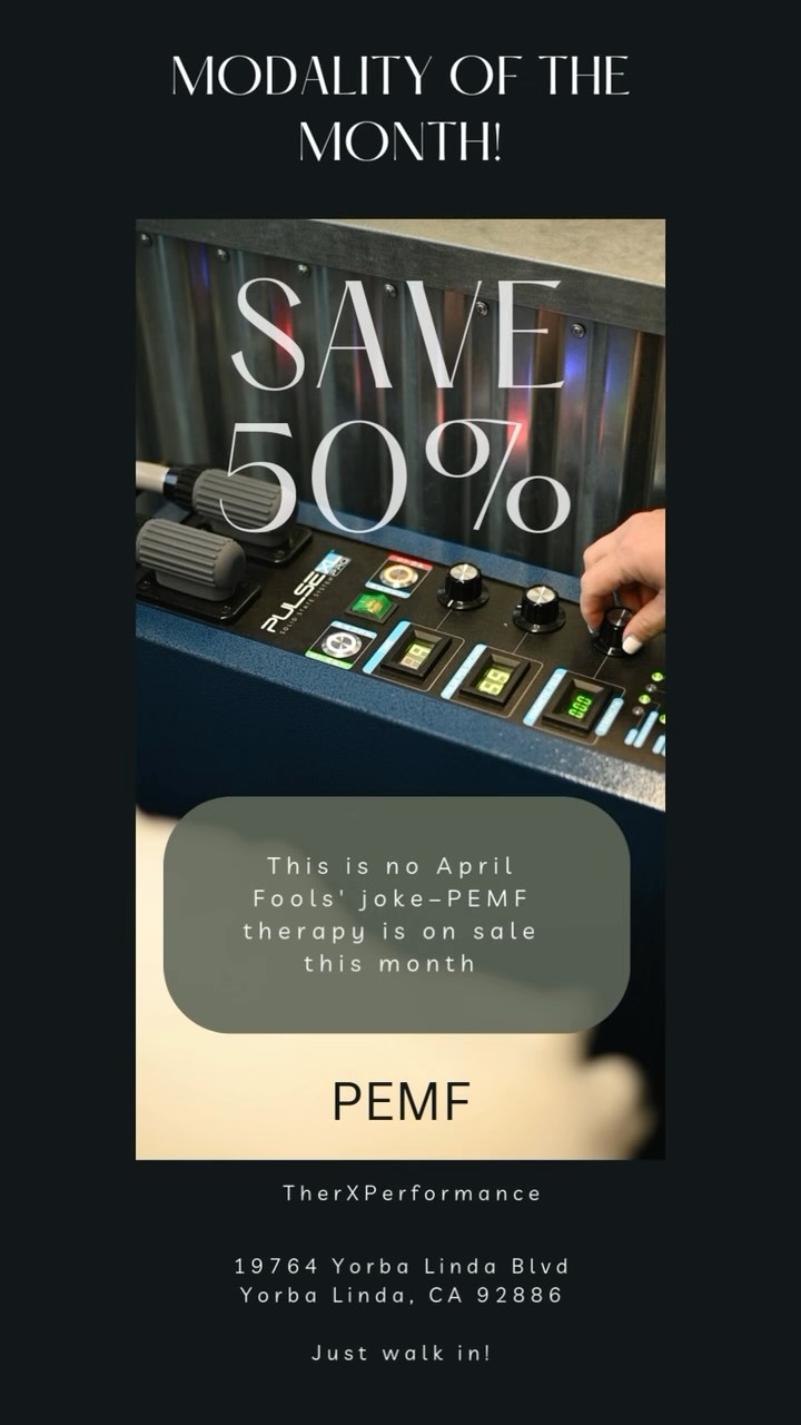 This is no April Fools Joke!
✨ Feel the power of healing with PEMF! ✨
This month only, enjoy 50% OFF on all PEMF sessions. Don’t miss out on this opportunity to boost your recovery! 💪🏼
#PEMF #WellnessJourney #DiscountDeal #HealingEnergy #TherxPerformance #TherX #Recovery
#TherxRecoveryLab #Cryotherapy #Cryo #TherxPerformanceRecoveryLab #WholeBodyCryotherapy #icelab #CryoSpot #LocalizedCryo #ZimmerCryo6 #YorbaLinda #OrangeCounty
