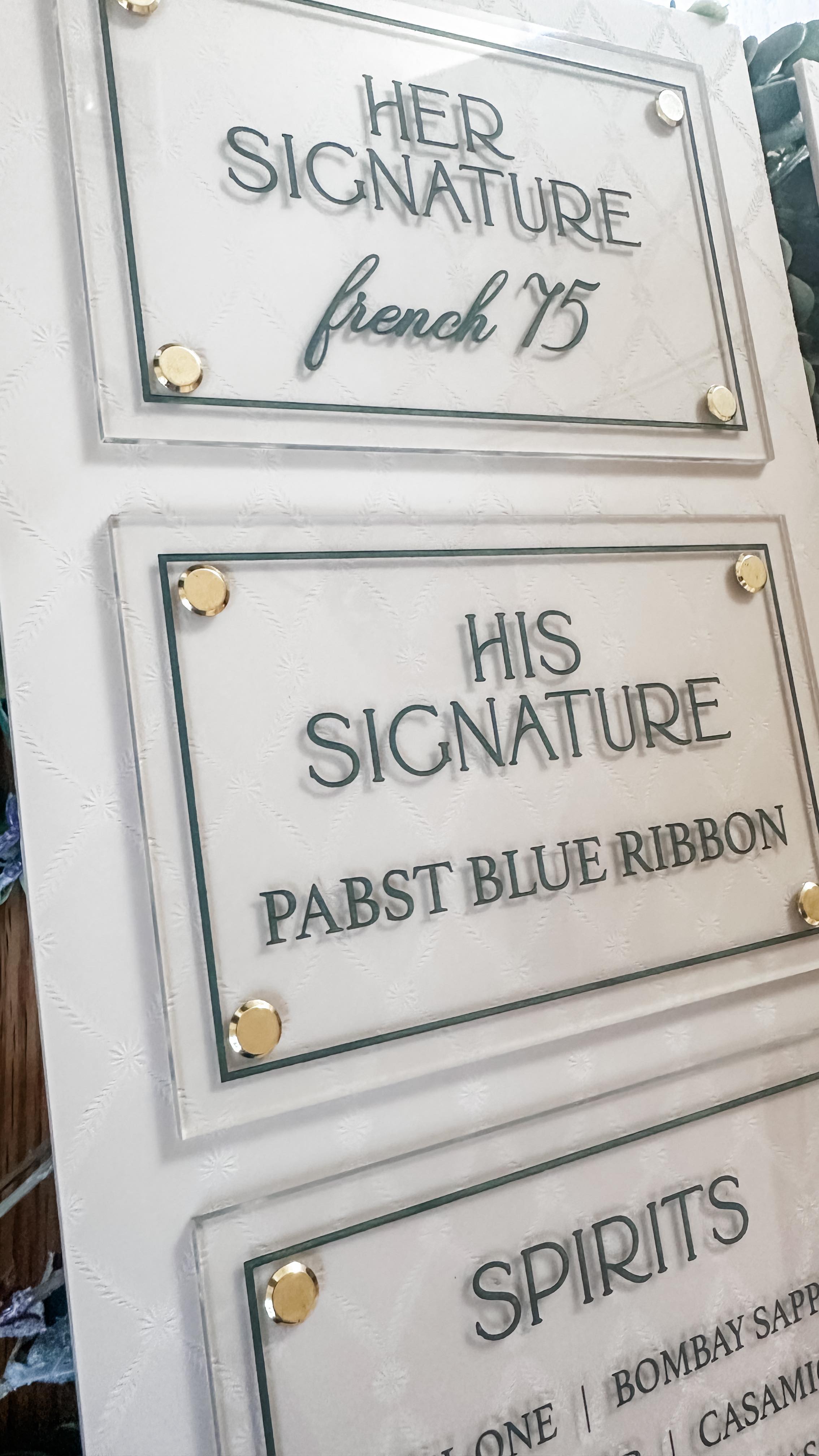 When it comes to designing day-of signage for events, @paperrefinery has such a strong vision that always results in stunning pieces. Just look at the blind embossing technique for these acrylic backers?? I’m in love.😍
✨Acrylic is matte French Lace from @houstonacrylic, engraved clear top panels from @cmbacrylic, attached with gold Chicago screws. All cut and engraved on my @thunderlaserusa
#lasercutting #laserengraving #laserengraved #signage #wedding #weddingdecor #weddingsigns #eventdecor #thundernova #barmenu #cocktailmenu #blindemboss #designhousebybrittany