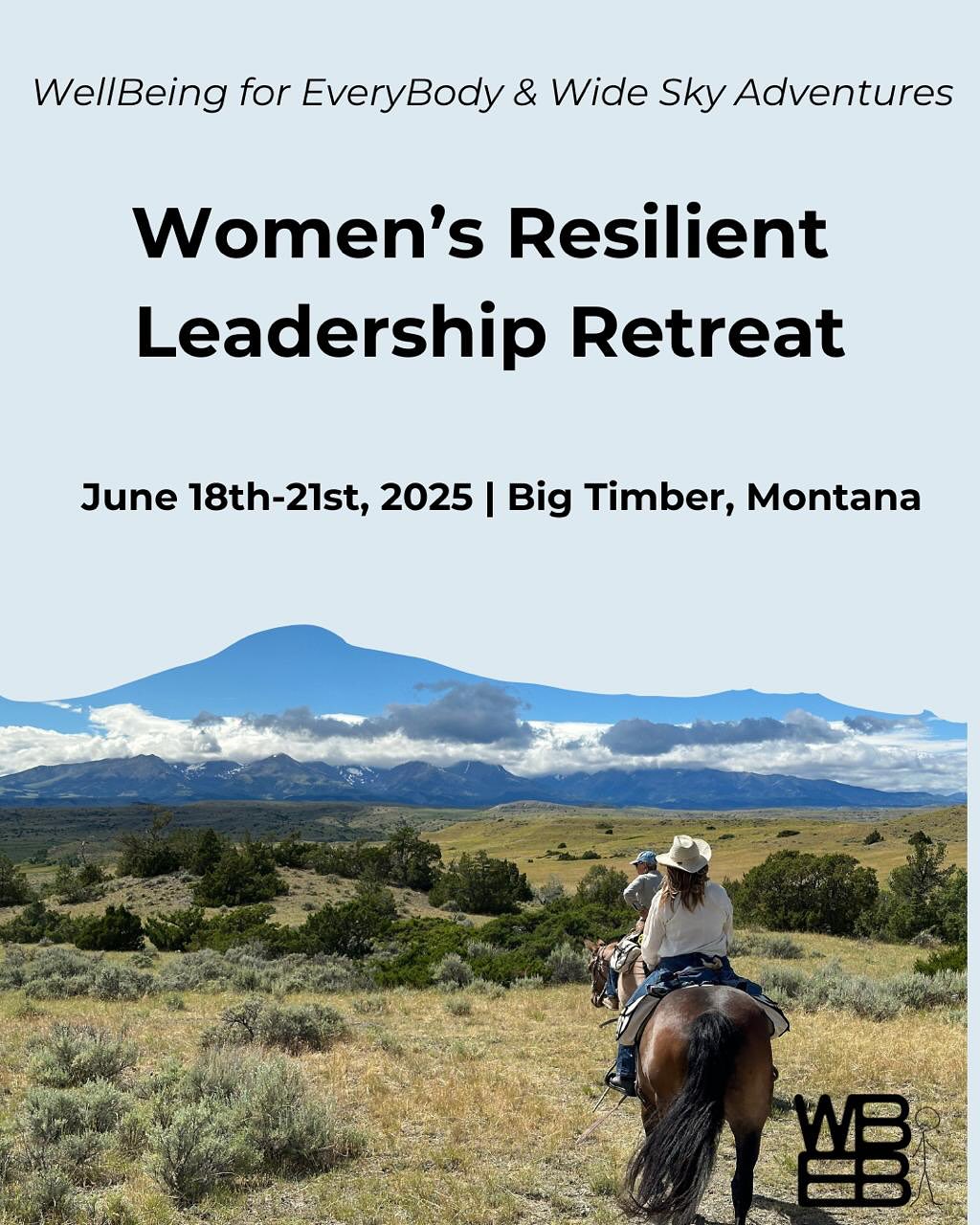 Step away from the stress and reconnect with your purpose.
Join Rebekah Easter for the Women’s Leadership & Wellbeing Retreat in Big Timber, MT, June 18–21, 2025.
🌾 Imagine this:
Riding through the open prairie (no experience needed)
Gaining clarity on your goals
Building resilience for life’s challenges
Connecting with brilliant and determined women
✨ Space is limited—don’t miss your chance to reset and recharge.
Sign up at the link below or in our bio!
https://wideskyadventures.com/womens-leadership
#wellnessretreat #MontanaRetreat #ResilientLeadership #LeadershipWellbeing #humanbeingbasics #somaskills