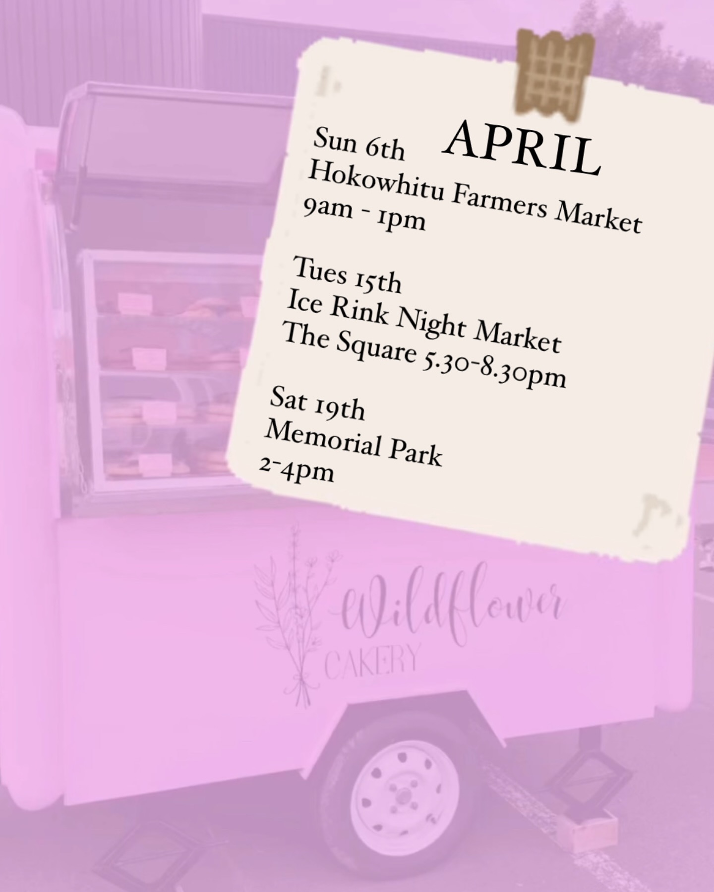 April Truck Locations ๐๐ช
#littlepinkfoodtruck #stuffedcookies #caketubs #manawatu #manawatueats #palmerstonnorth #nzeats